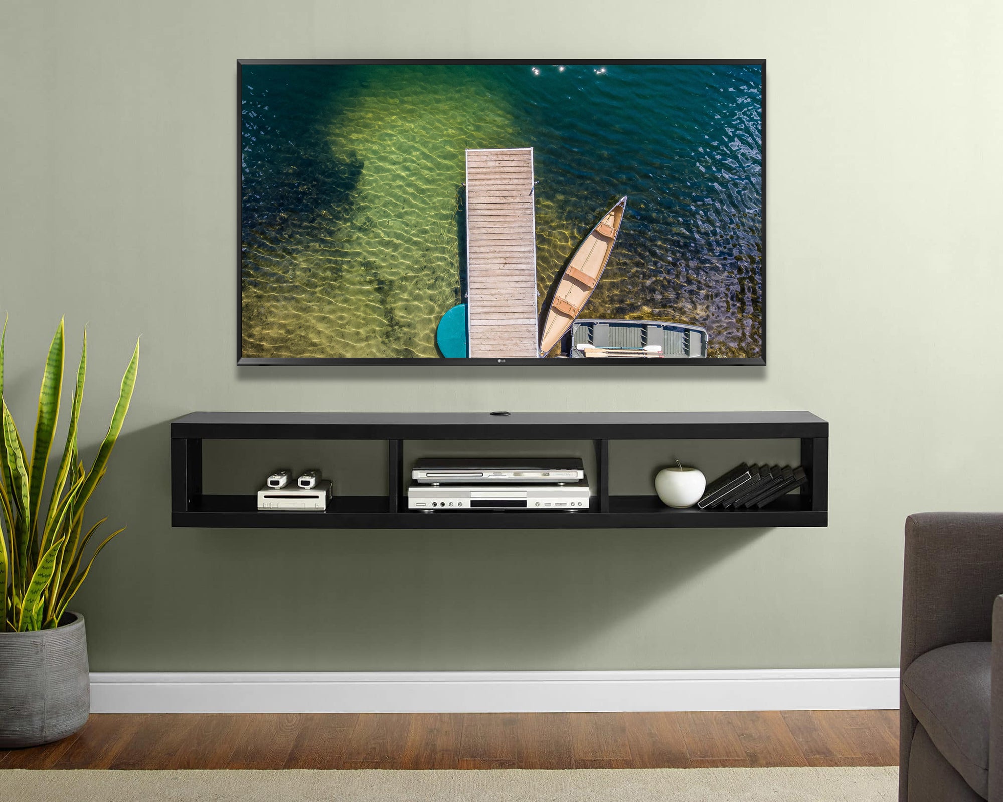Floating Wall Mount TV Stand - Newport - Black