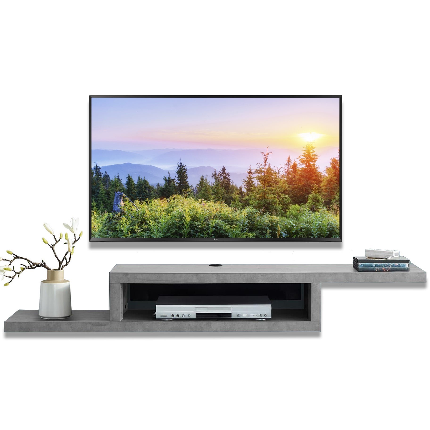 Floating 60" Wall Mount TV Stand - Coronado - Concrete