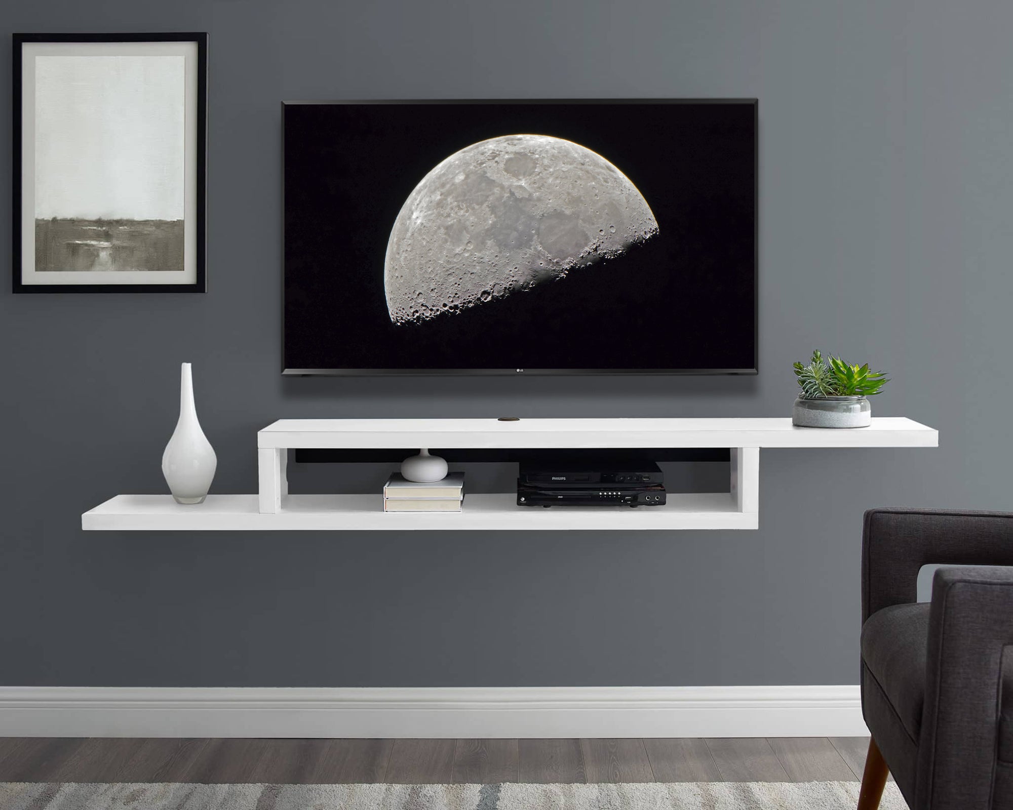 Floating 72" Wall Mount TV Stand - Coronado -  White