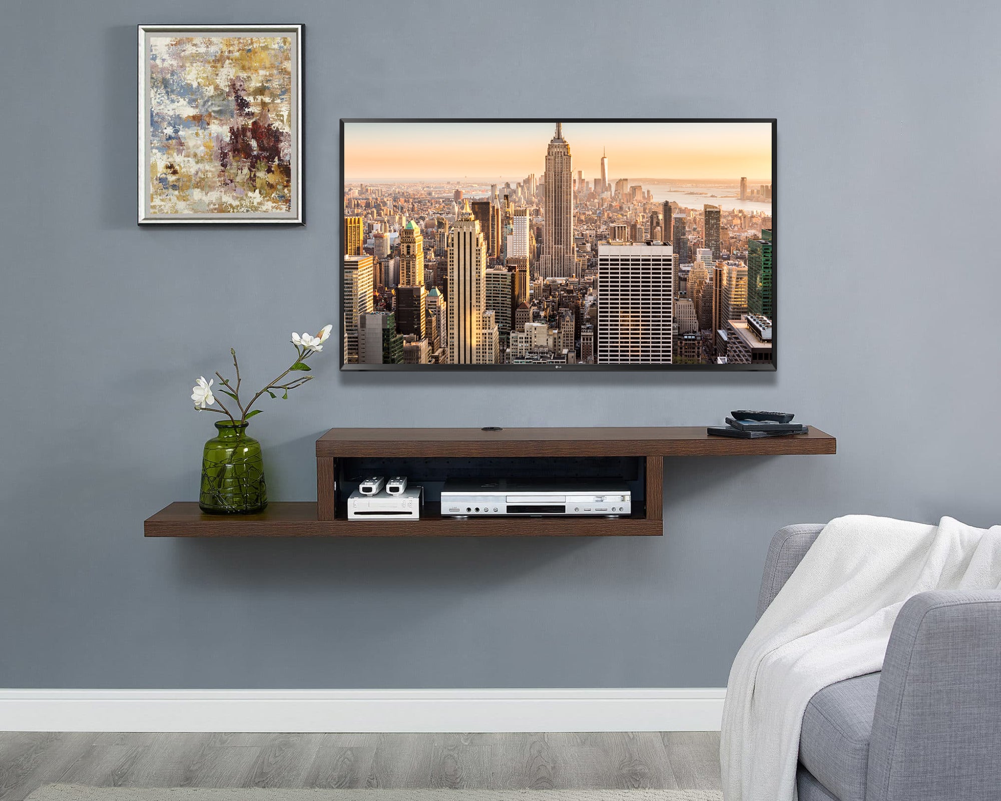 Floating 60" Wall Mount TV Stand - Coronado - Columbian Walnut