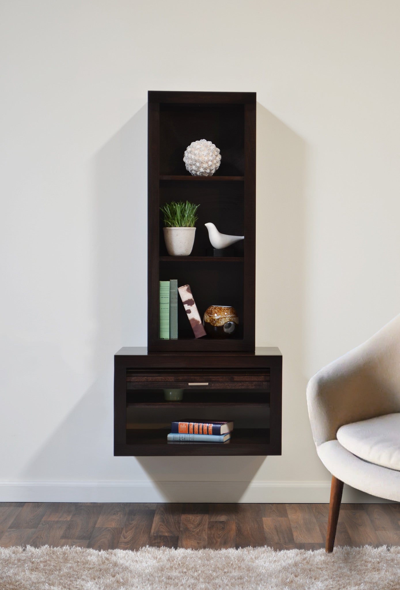 Floating End Table & Bookcase - ECO GEO Espresso