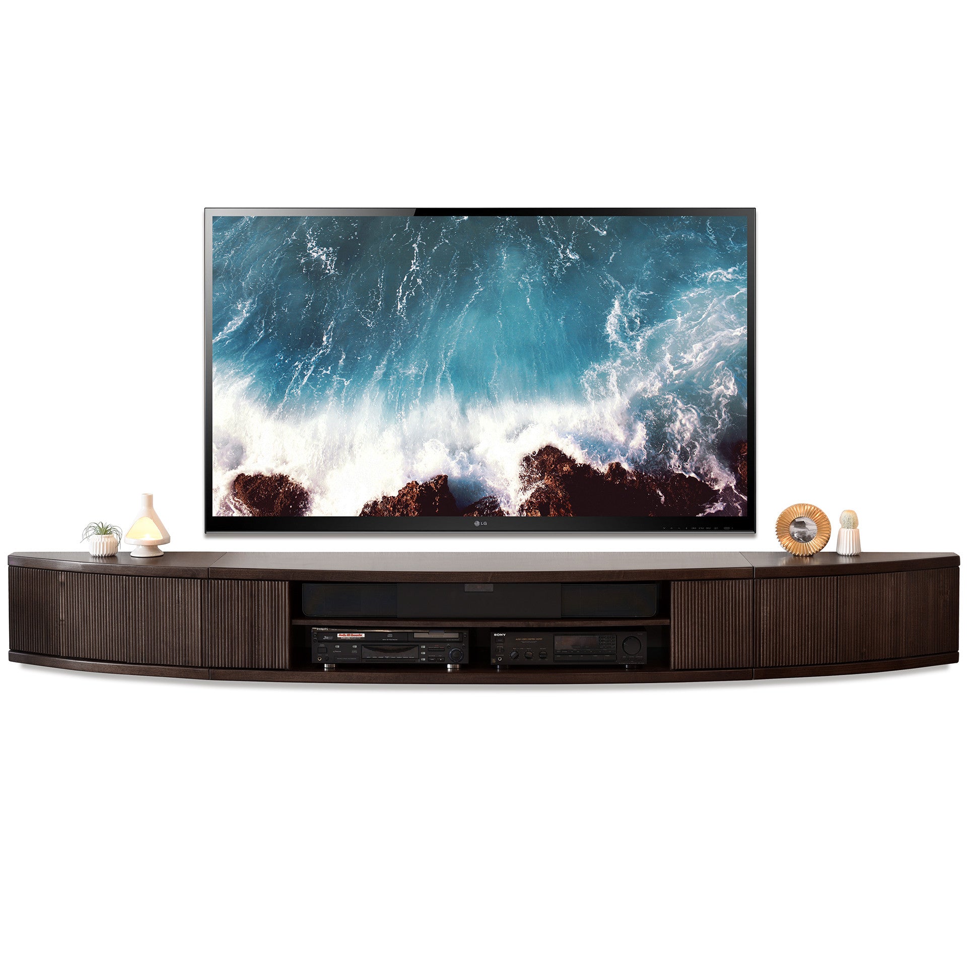 Wall Mount Floating Entertainment Center TV Stand - Arc - Espresso