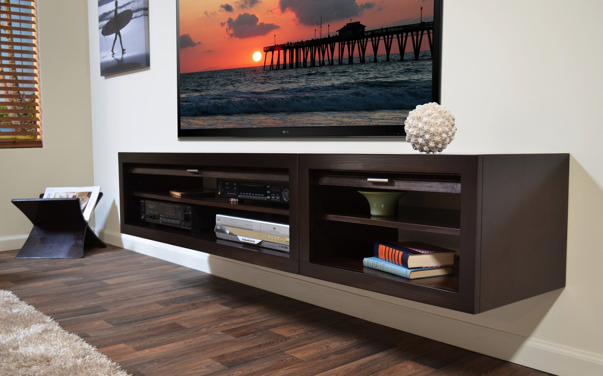 Floating Entertainment TV Stand - ECO GEO Espresso 2PC