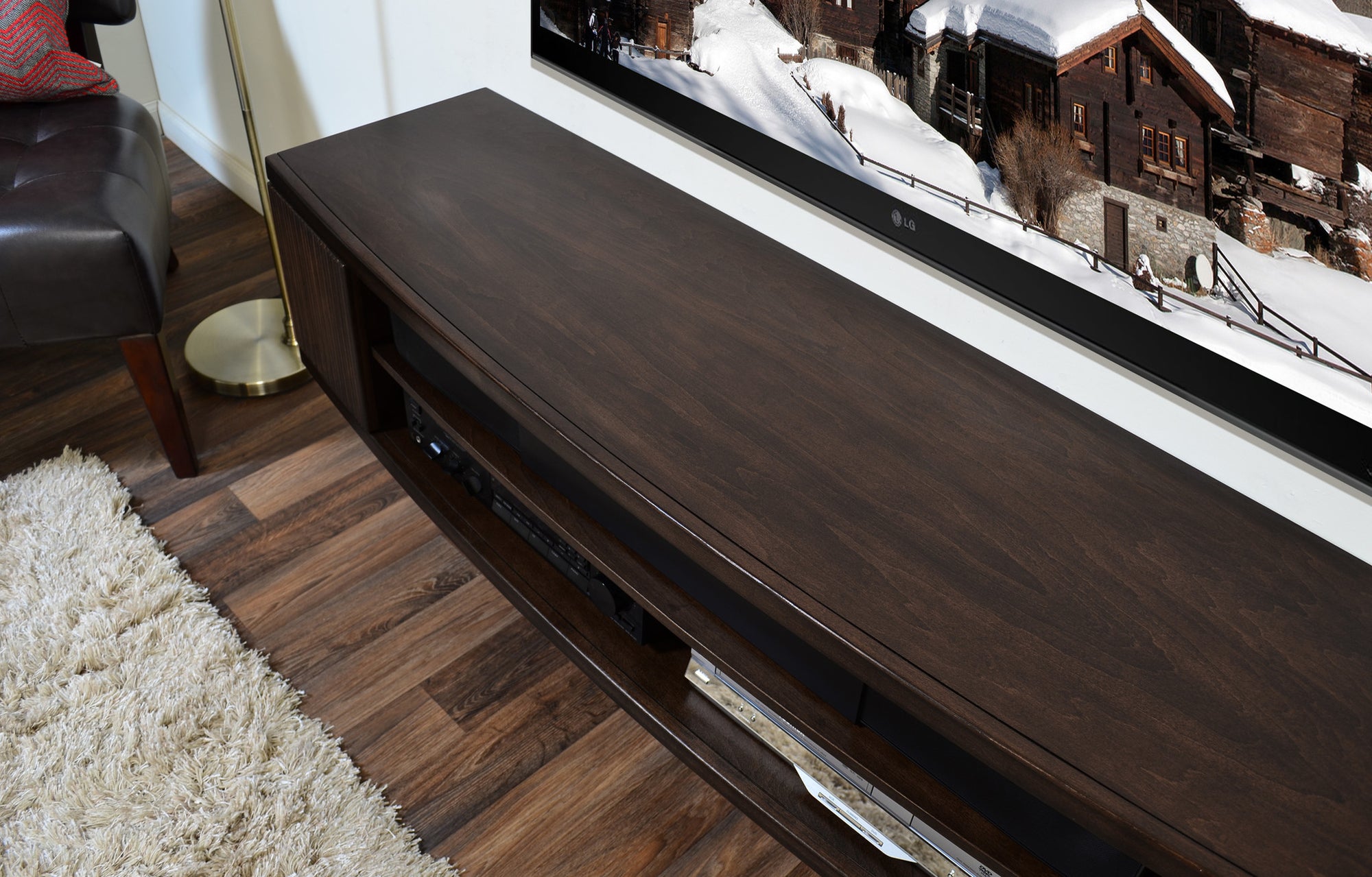 Curved Wall Mount TV Stand - The Curve - Espresso - OB 50% OFF!