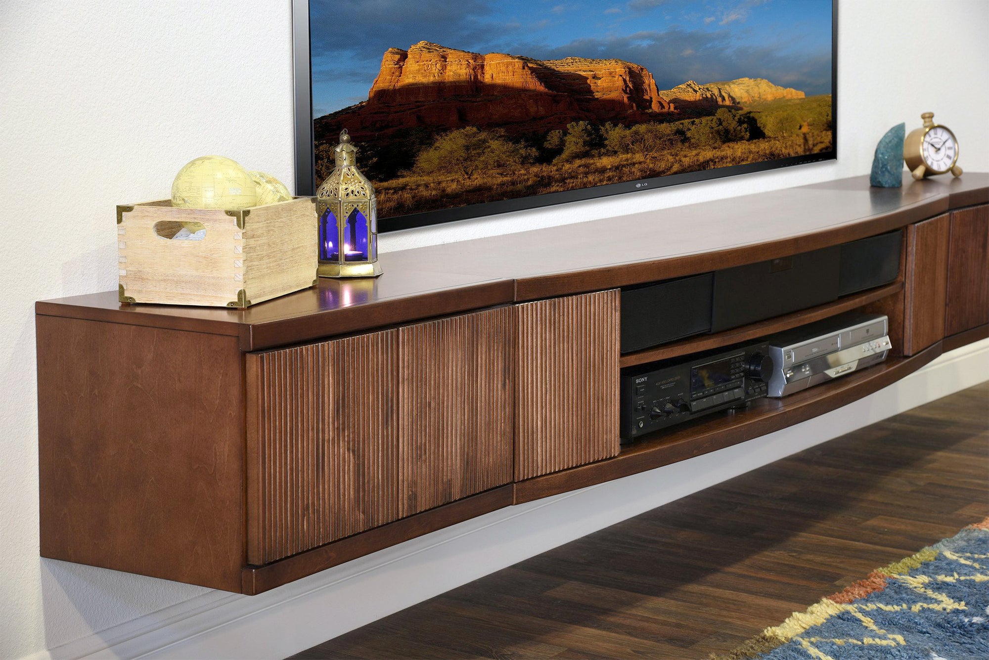 Floating TV Stand Console - Curve - 3 Piece - Mocha