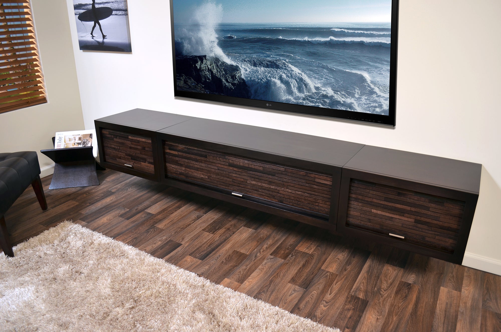 Gray Floating TV Stand Modern Wall Mount Entertainment Center - ECO GE -  Woodwaves