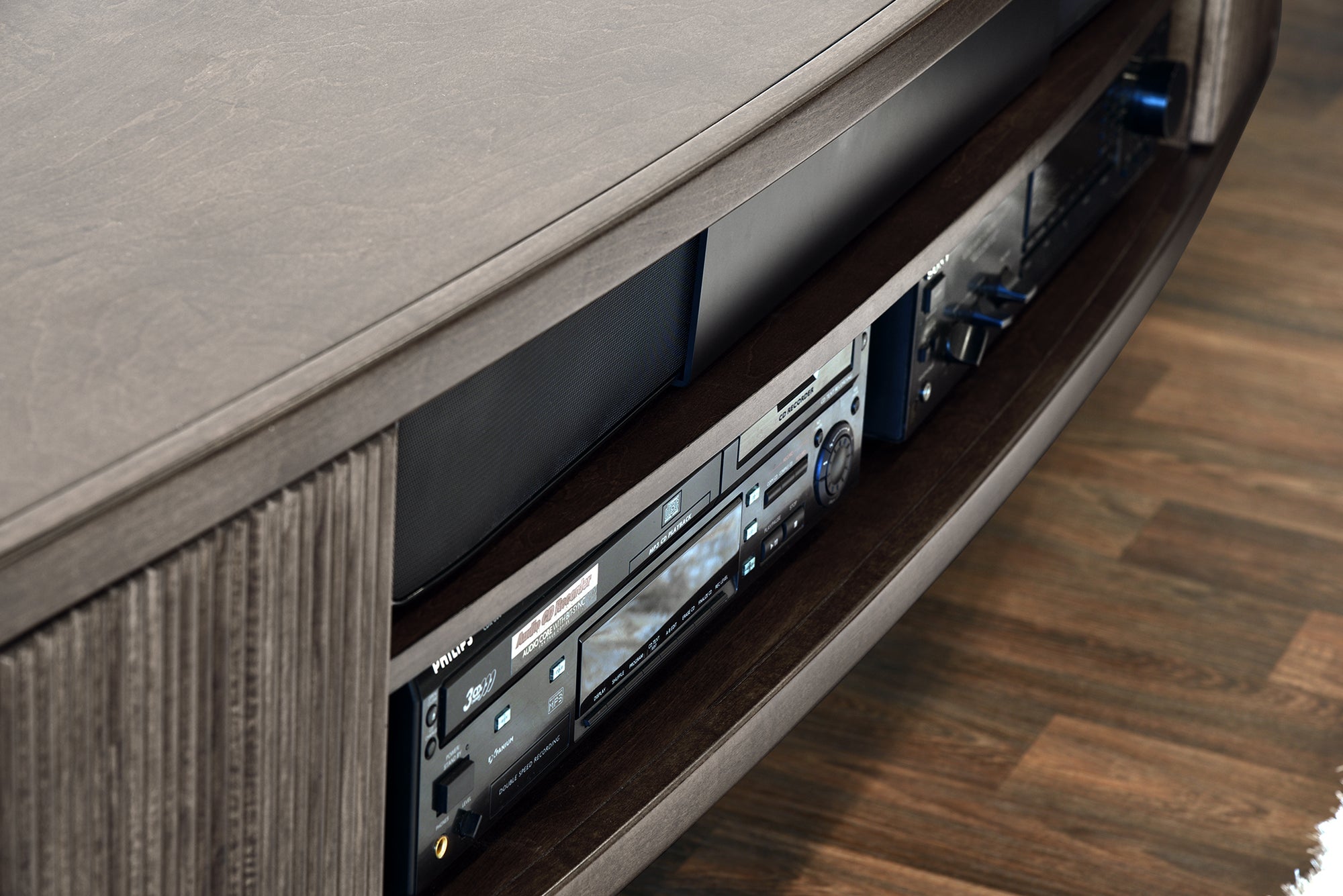 Wall Mount Floating Entertainment Center TV Stand - Arc - Espresso - OB 50% OFF!