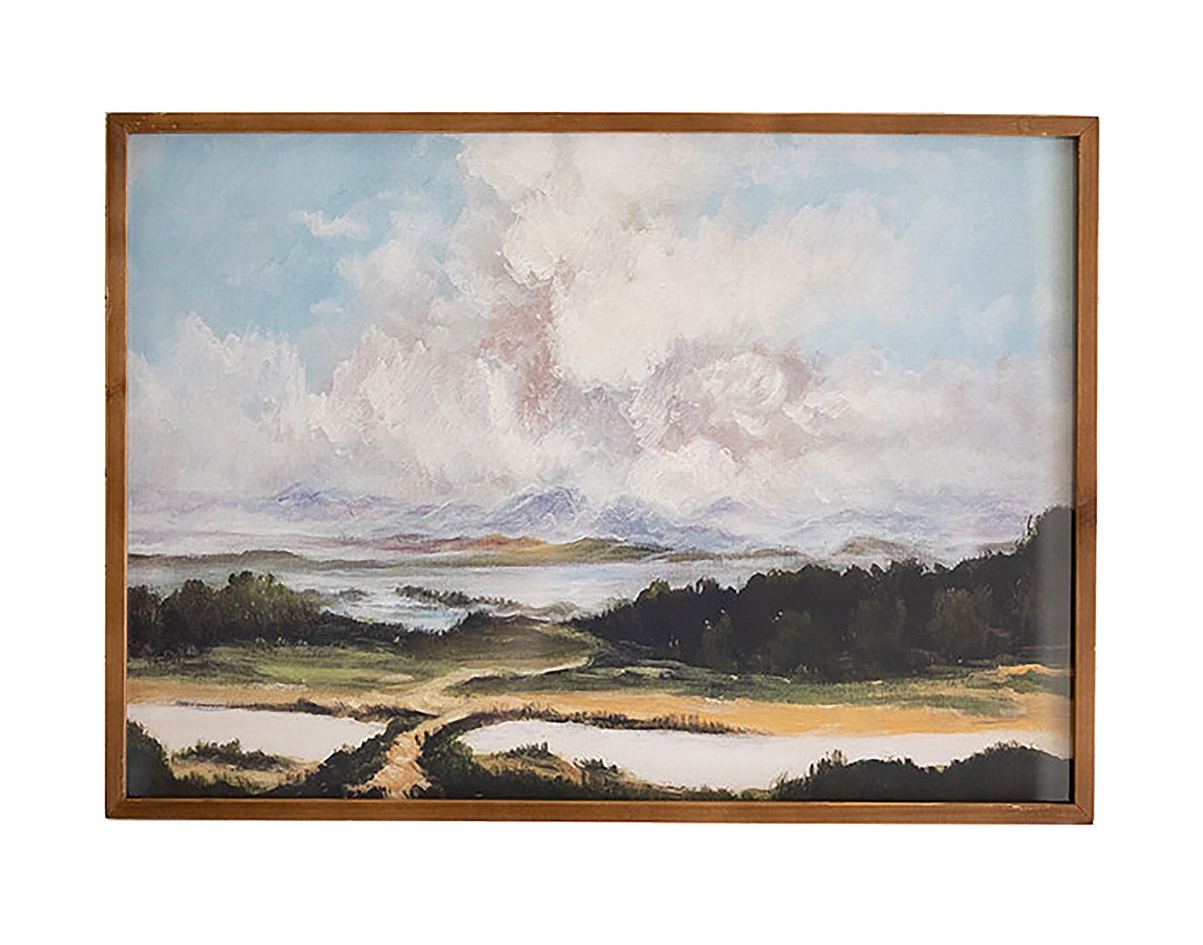 Framed Coastal Outdoor Art Print With Clouds & Trees