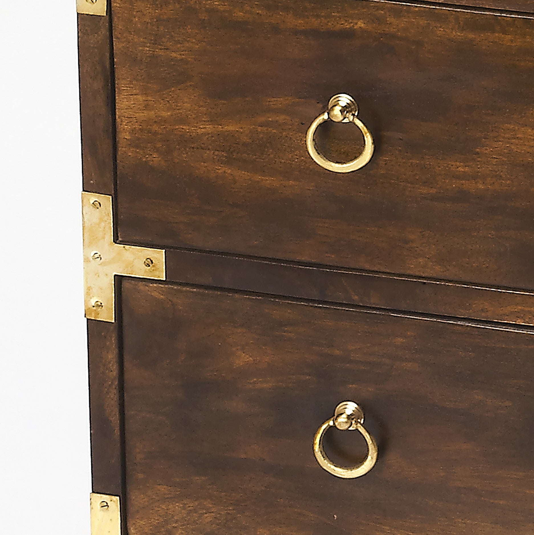 Nautical Wood and Brass Detail Three Drawer Dresser Chest