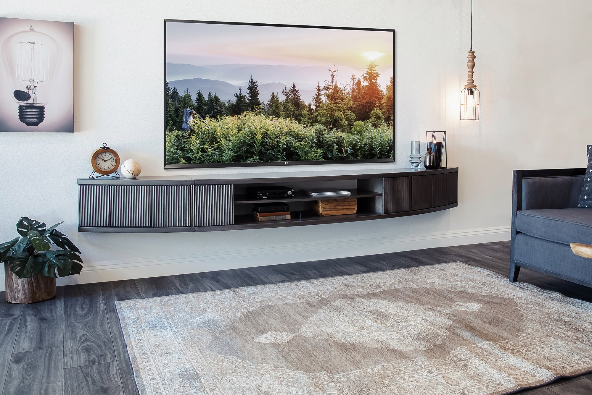 Gray Floating  Entertainment Center Console - Arc - Greystone - OB 40% OFF!