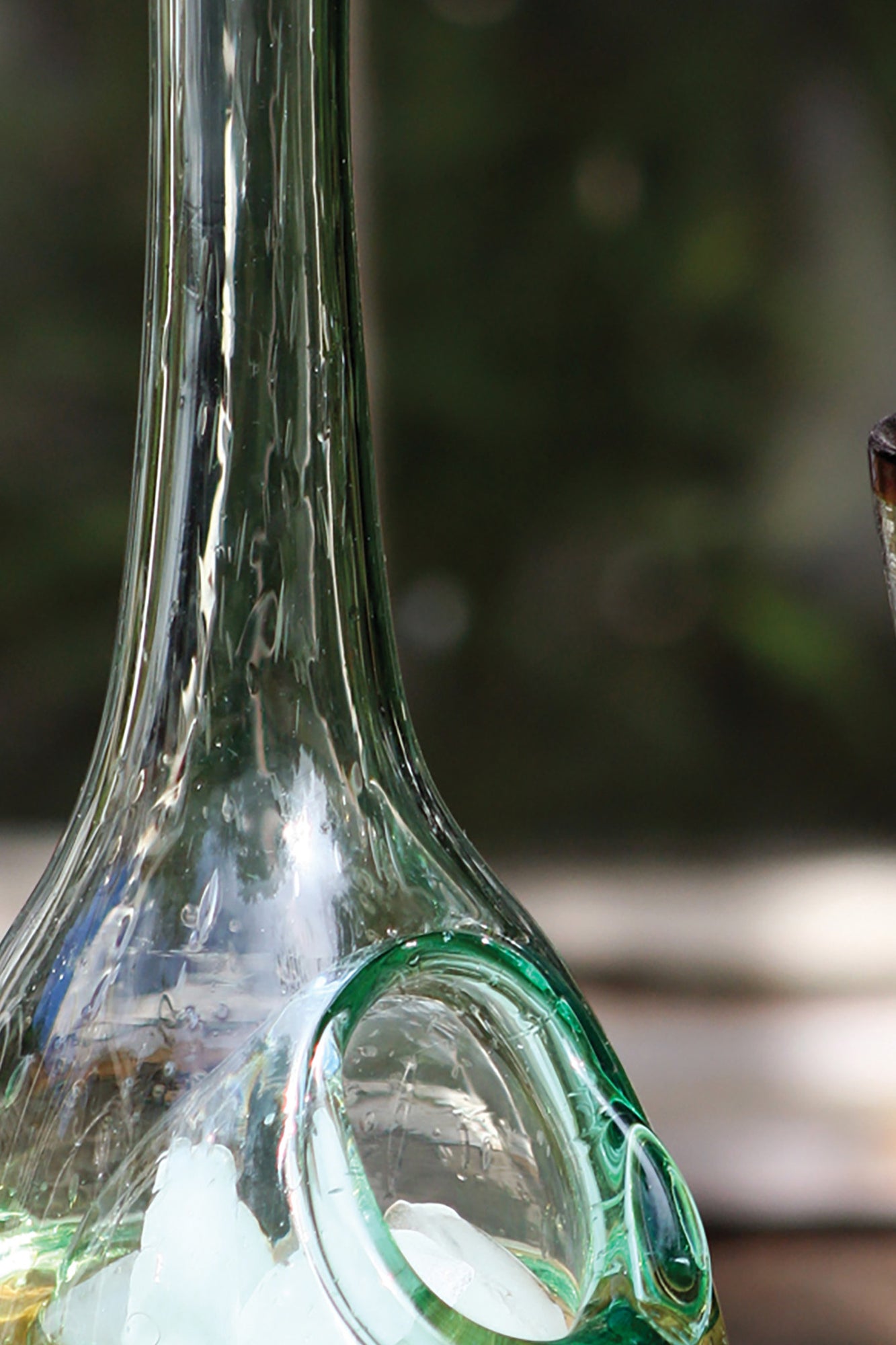 Modern Glass Wine Decanter With Ice Pocket Woodwaves