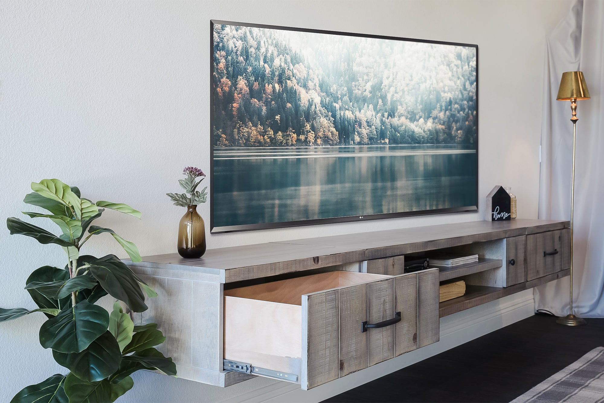 Floating tv deals stand farmhouse