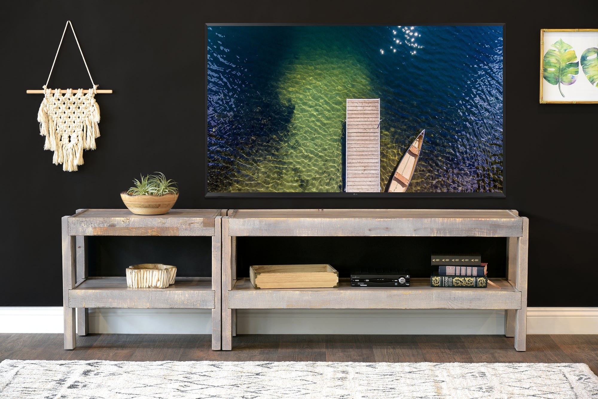 Handcrafted Rustic Wood TV Stand Console - presEARTH Lakewood Gray