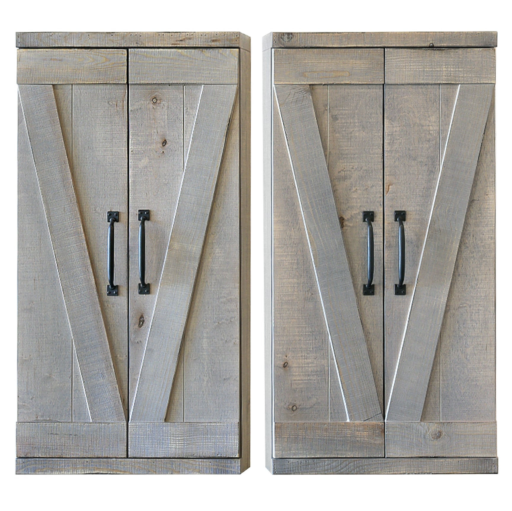 Floating Bookshelf Set - Rustic Wood Wall Mount Storage Bookcases - Pine Creek - Lakewood Gray