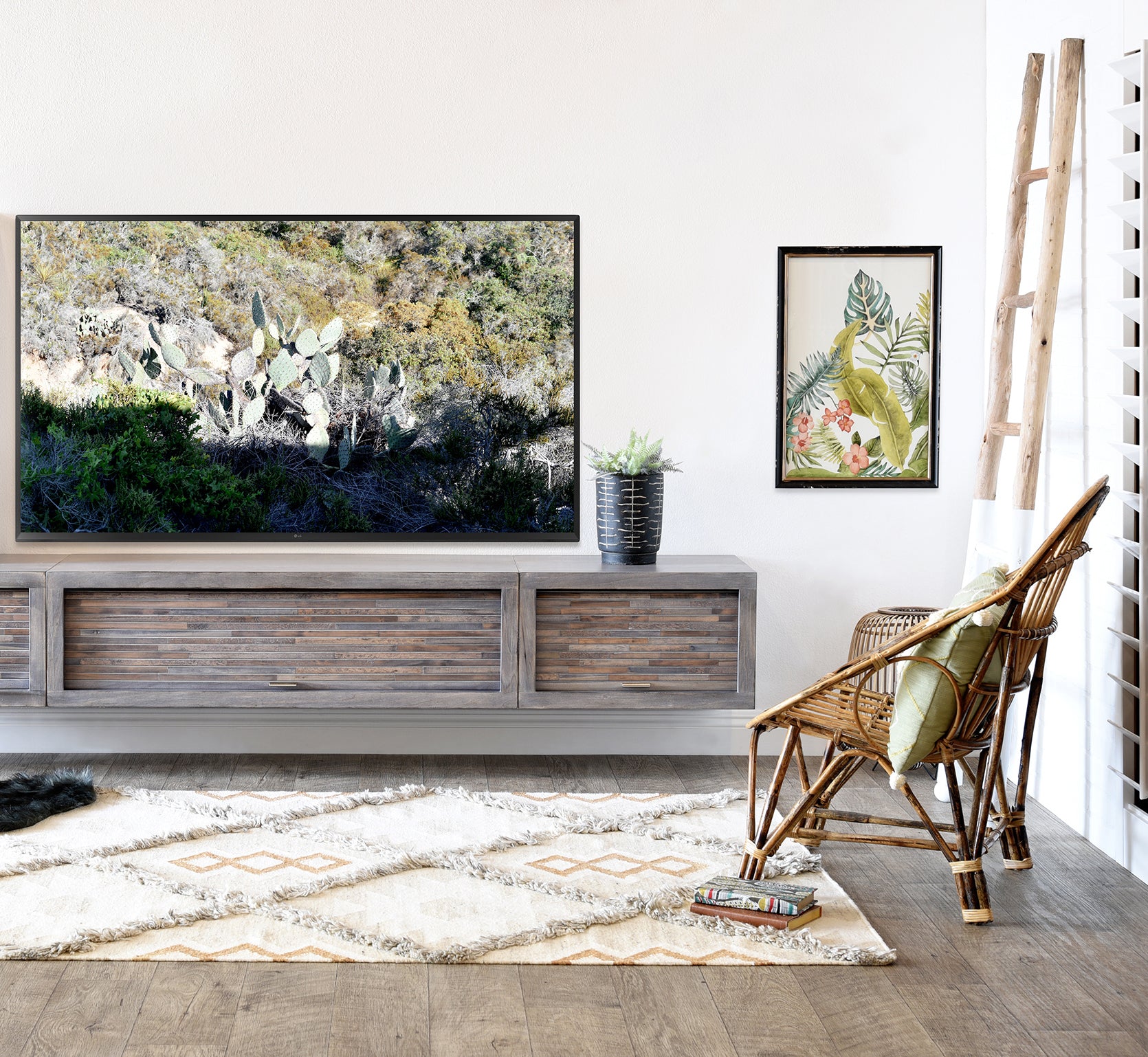 Gray Floating TV Stand Entertainment Center - ECO GEO Lakewood