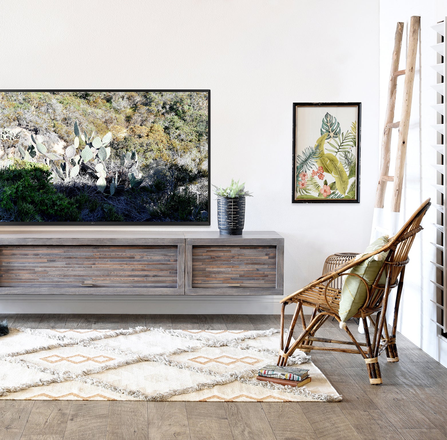Gray Floating TV Stand Entertainment Console - ECO GEO Lakewood