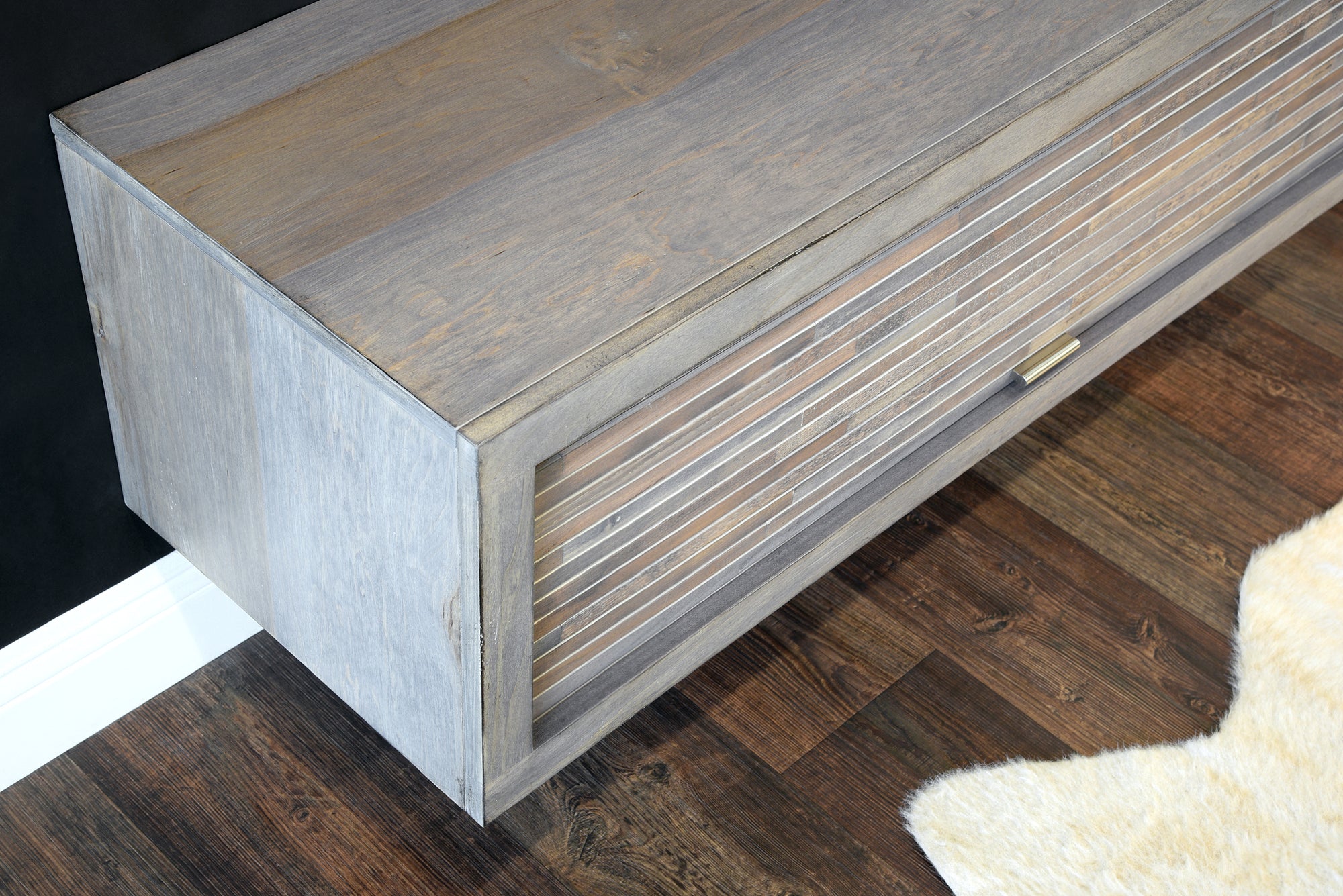 Handcrafted Fully Assembled Floating TV Stand Wall Mount Console - ECO GEO - Lakewood Gray