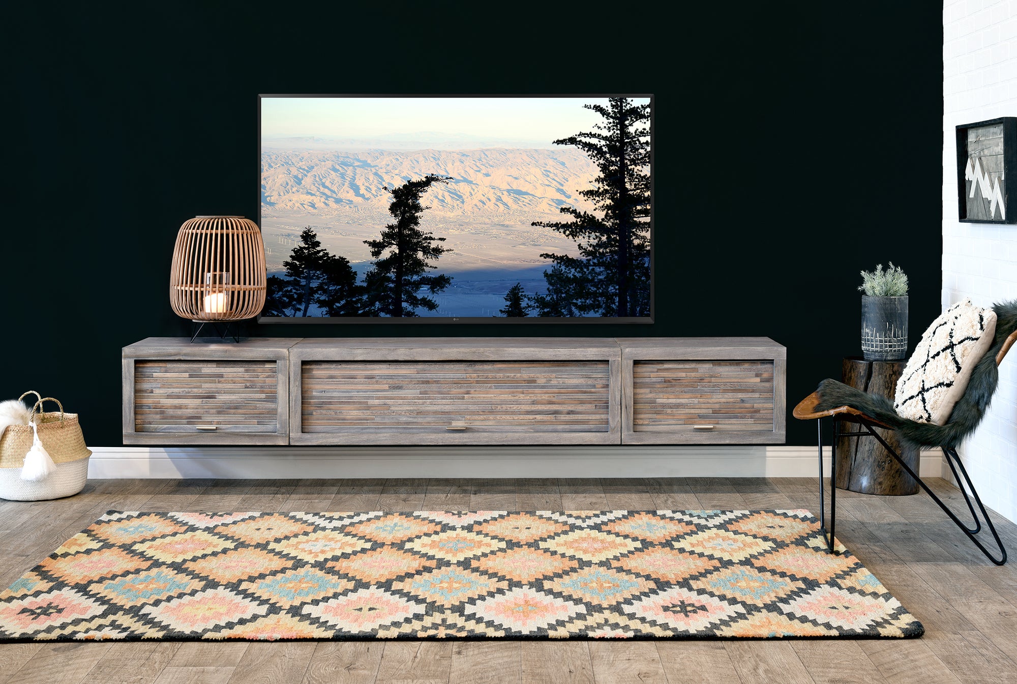 Gray Floating TV Stand Entertainment Center - ECO GEO Lakewood