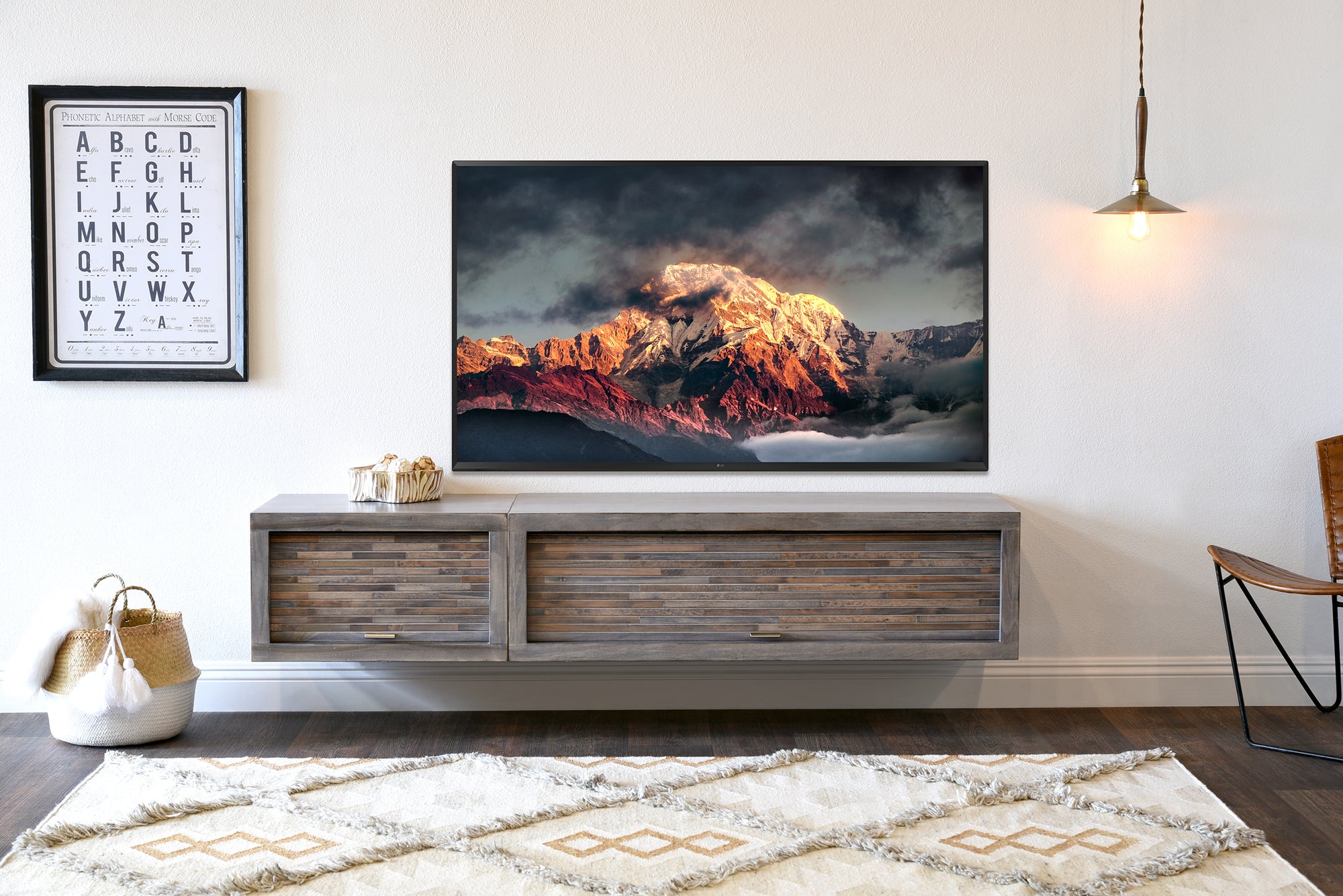 Gray Floating TV Stand Entertainment Console - ECO GEO Lakewood
