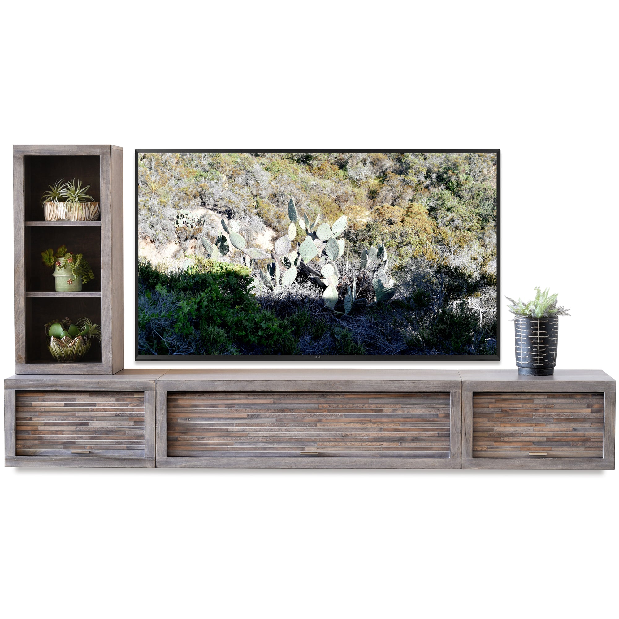 Gray Floating TV Stand Modern Wall Mount Entertainment Center Console - ECO GEO Lakewood