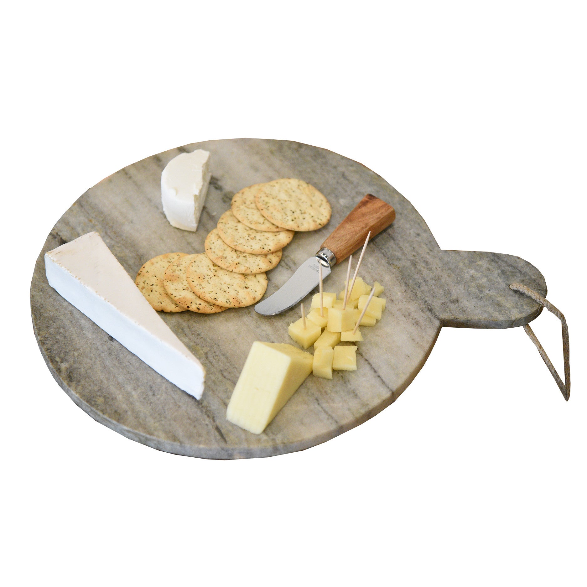 Two Round Gray Marble Cutting & Serving Boards