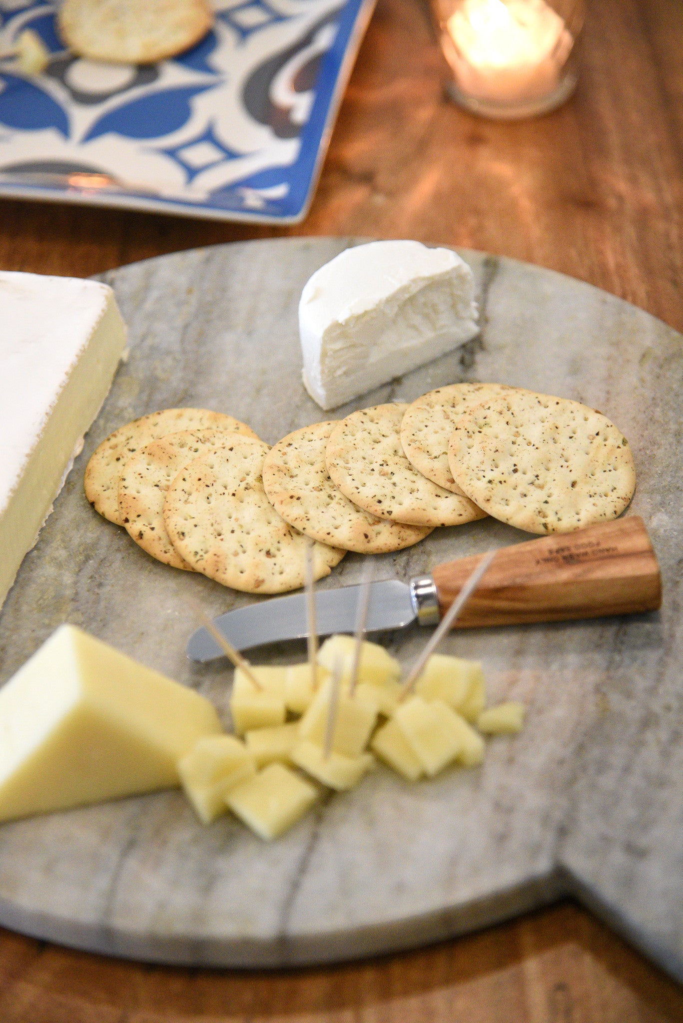 Two Round Gray Marble Cutting & Serving Boards