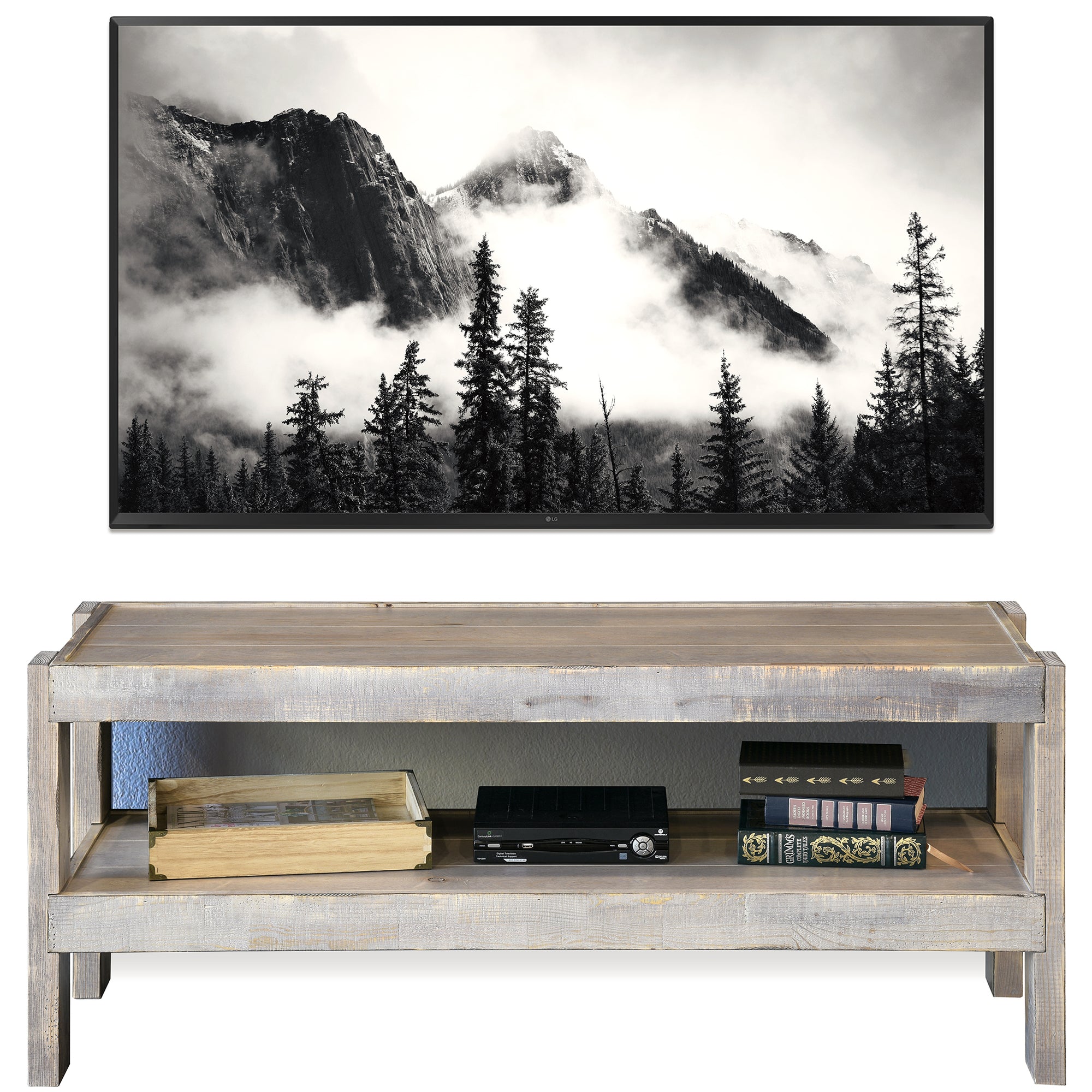 Handcrafted Rustic Wood TV Stand Media Console - presEARTH - Lakewood Gray