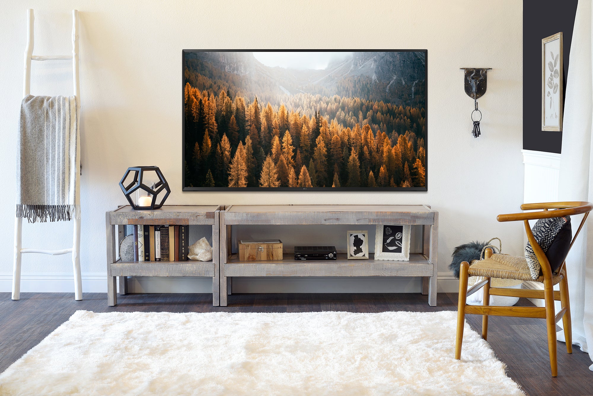 Handcrafted Rustic Wood TV Stand Console - presEARTH Lakewood Gray