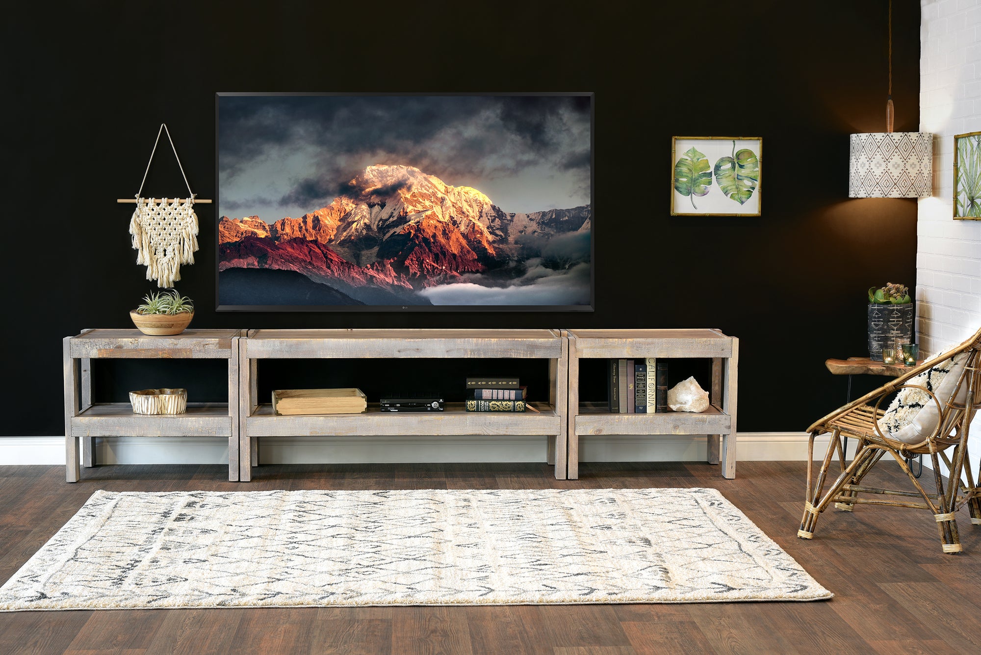 Handcrafted Rustic Wood TV Stand Console - presEARTH - Lakewood Gray