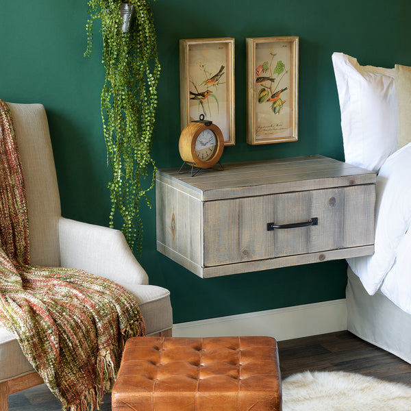 Floating Nightstand - Rustic Wood Wall Mount Drawer - Pine Creek - Lak ...