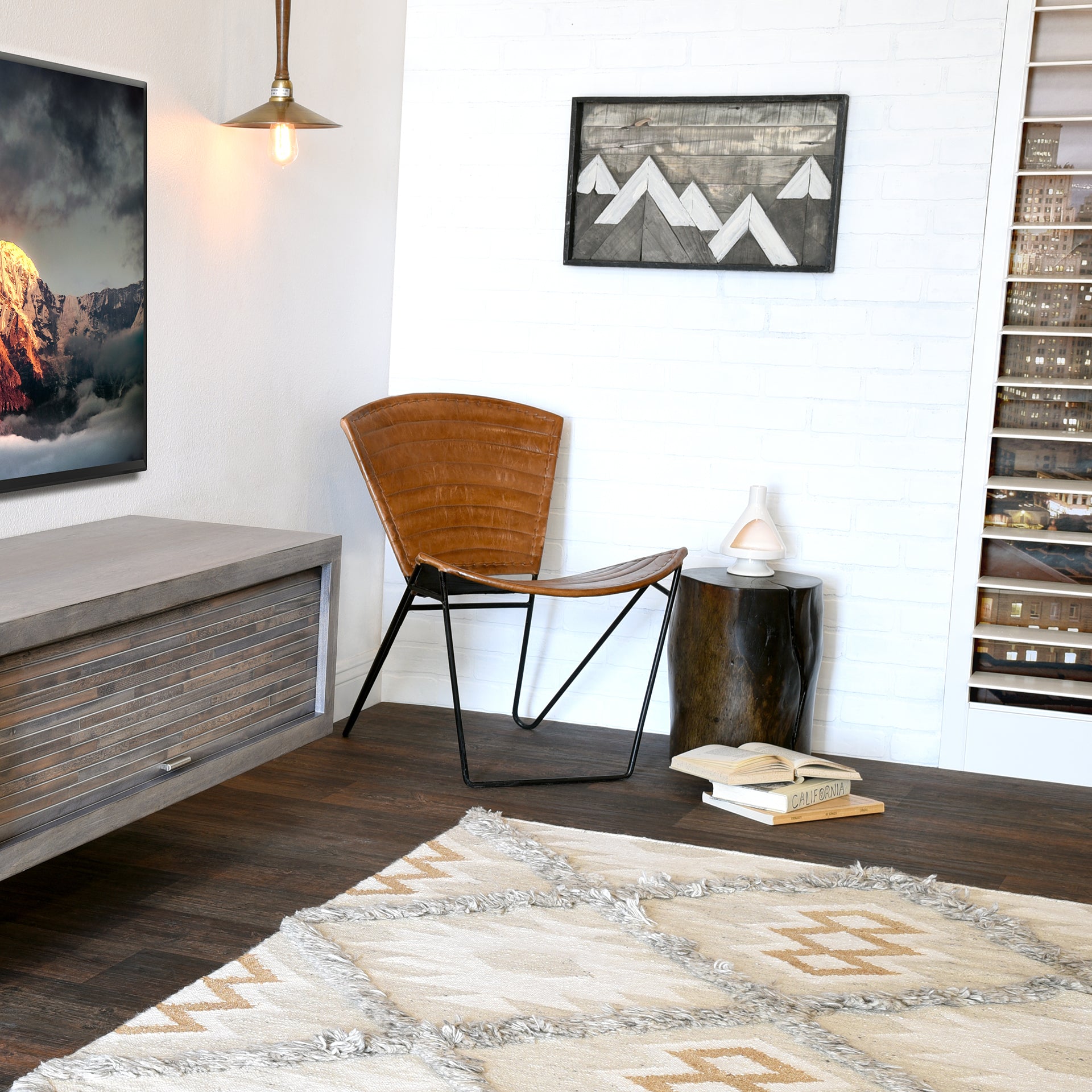 Handcrafted Fully Assembled Floating TV Stand Wall Mount Console - ECO GEO - Lakewood Gray