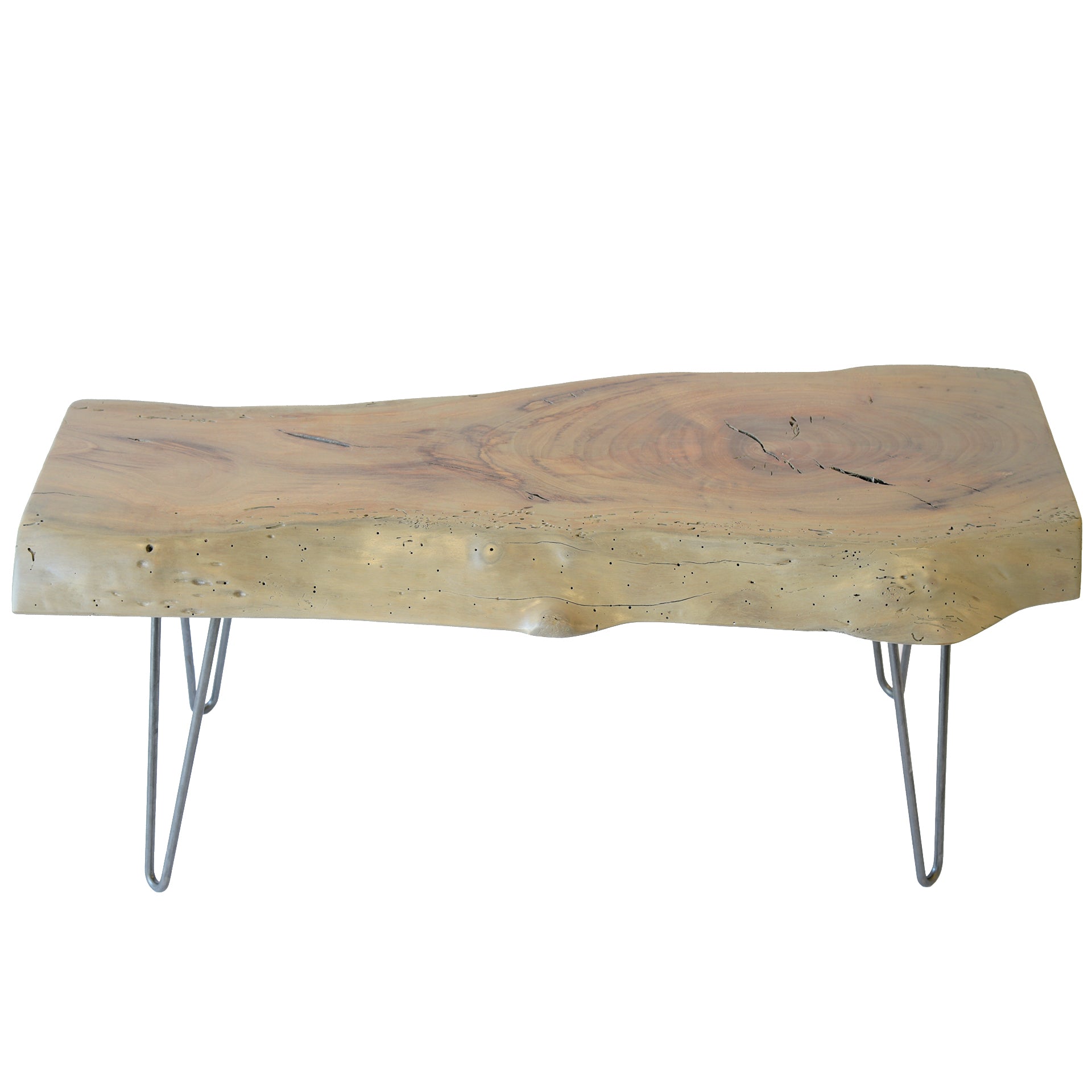 Gray Wash Live Edge Slab Coffee Table