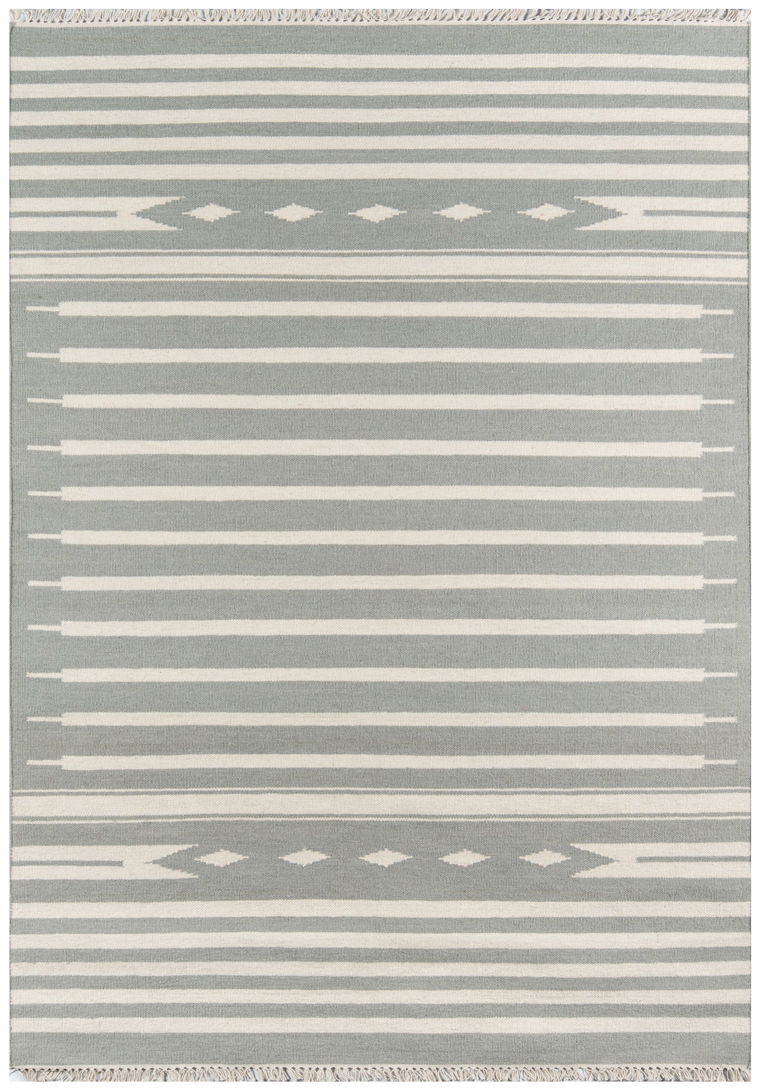 Gray and White Striped Southwest Flatweave Rug - Erin Gates - Thompson