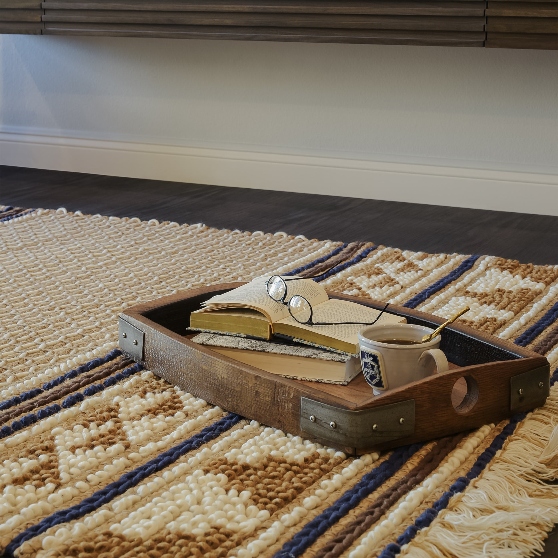 Hand Woven Southwestern Ivory & Tan Area Rug