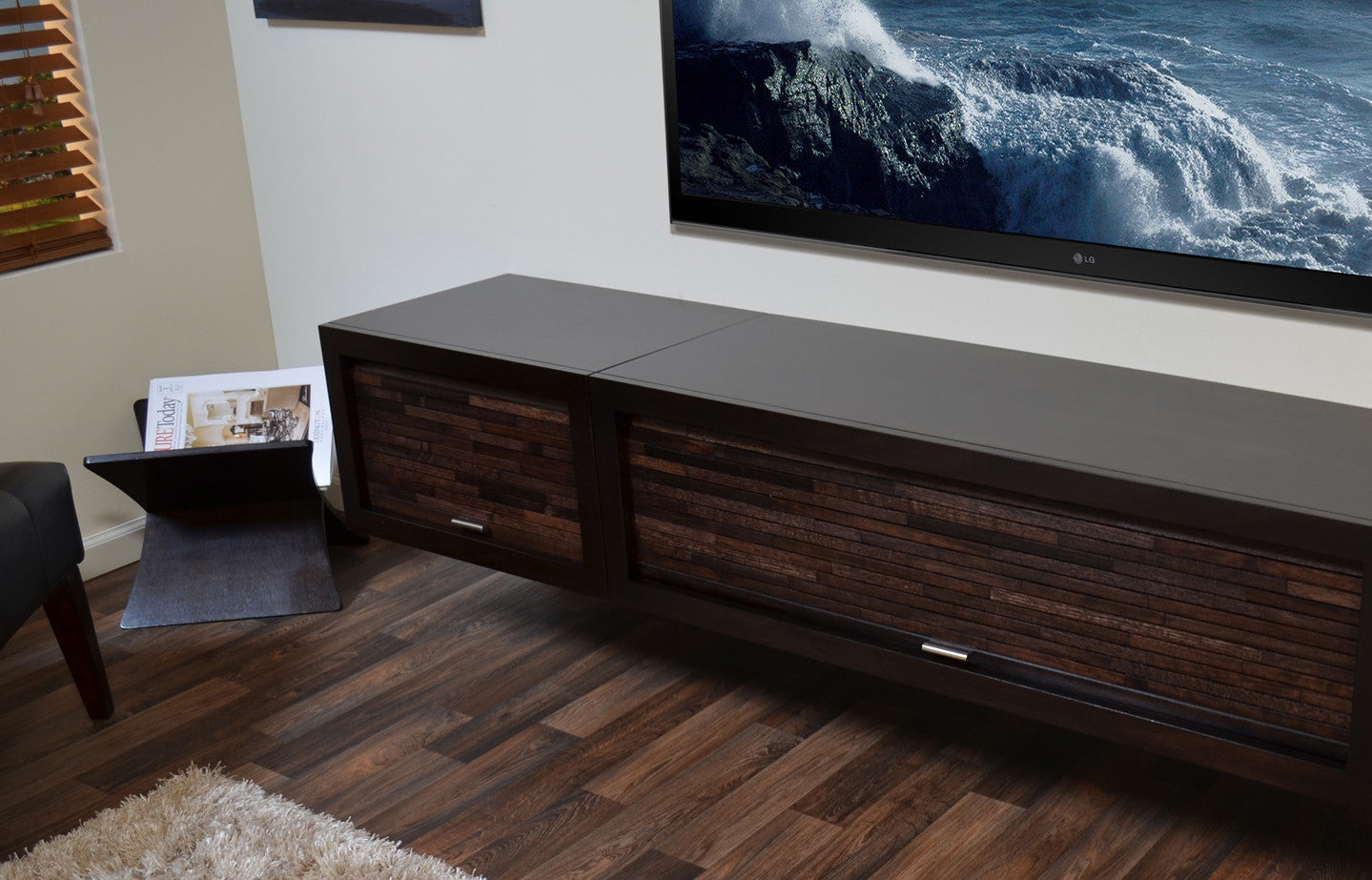 Floating Entertainment TV Stand - ECO GEO Espresso 2PC