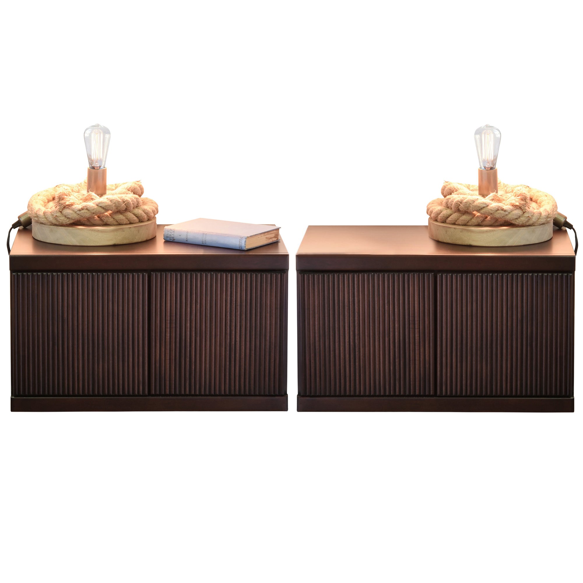 Floating Wall Mounted Hanging Nightstands - Curve - Espresso - Set of 2