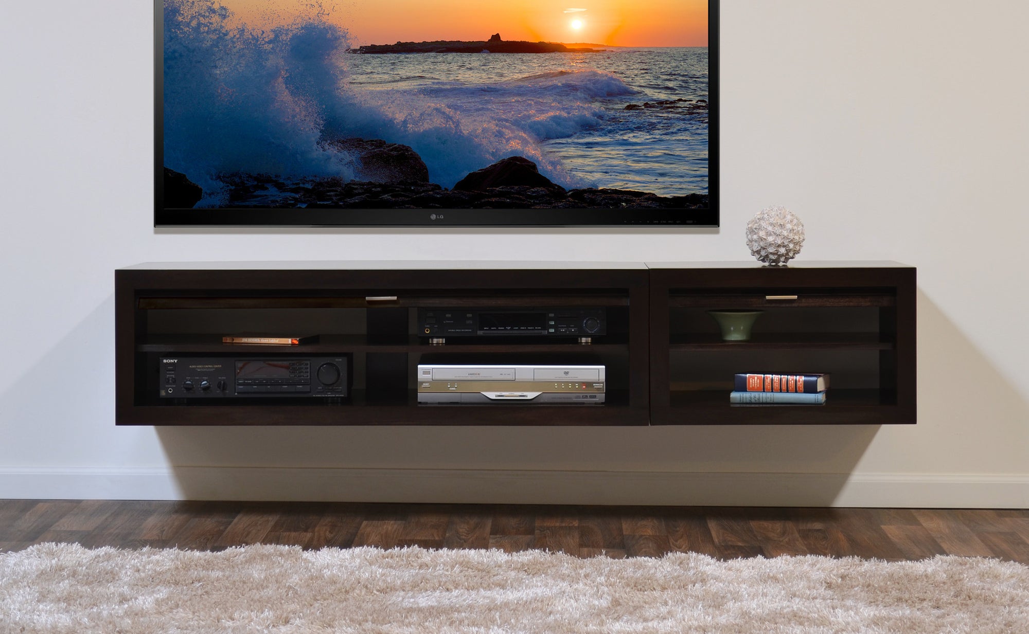 Floating Entertainment TV Stand - ECO GEO Espresso 2PC