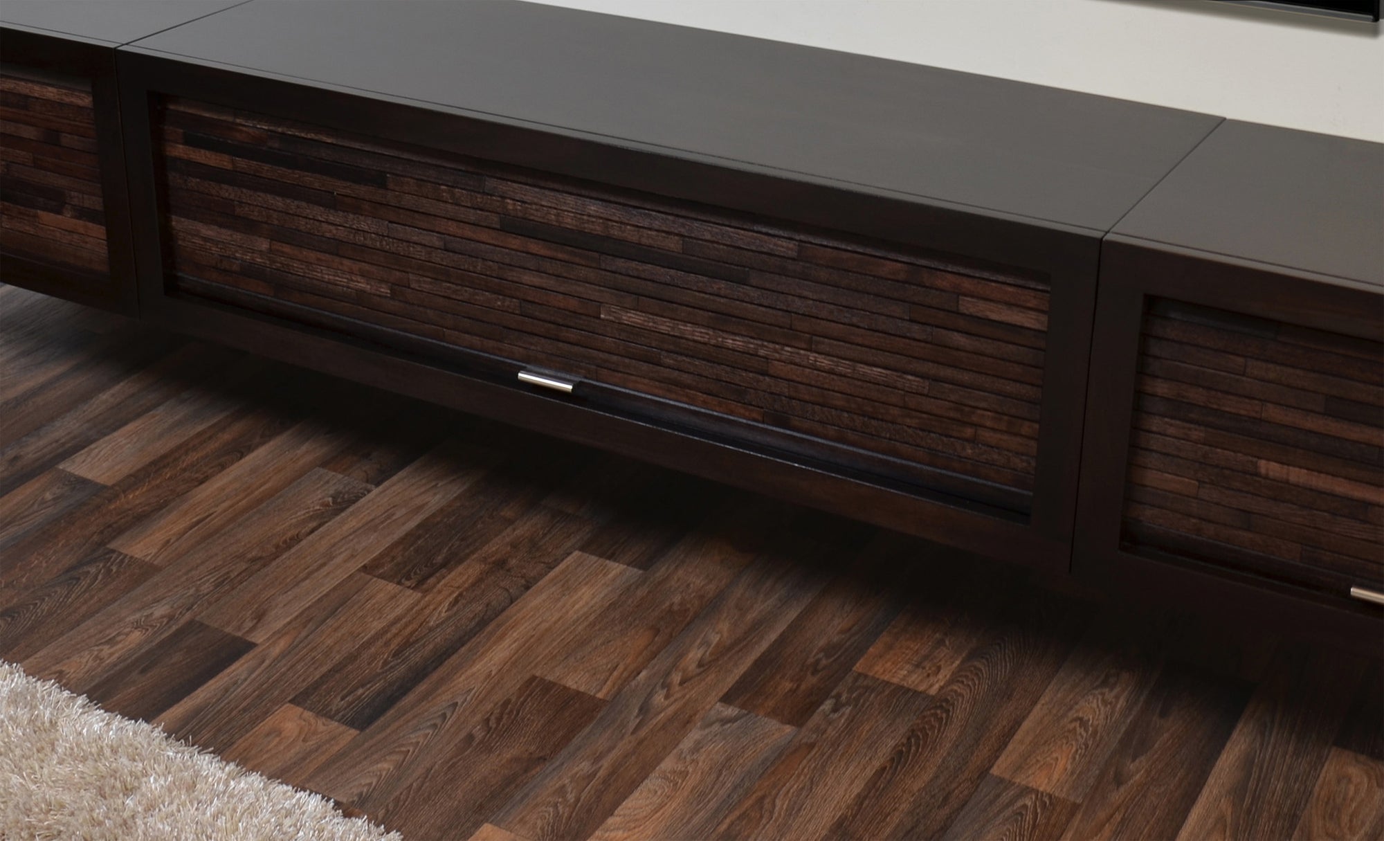 Woodwaves - Floating TV Stand - Wall Mounted Entertainment Center - ECO GEO Espresso