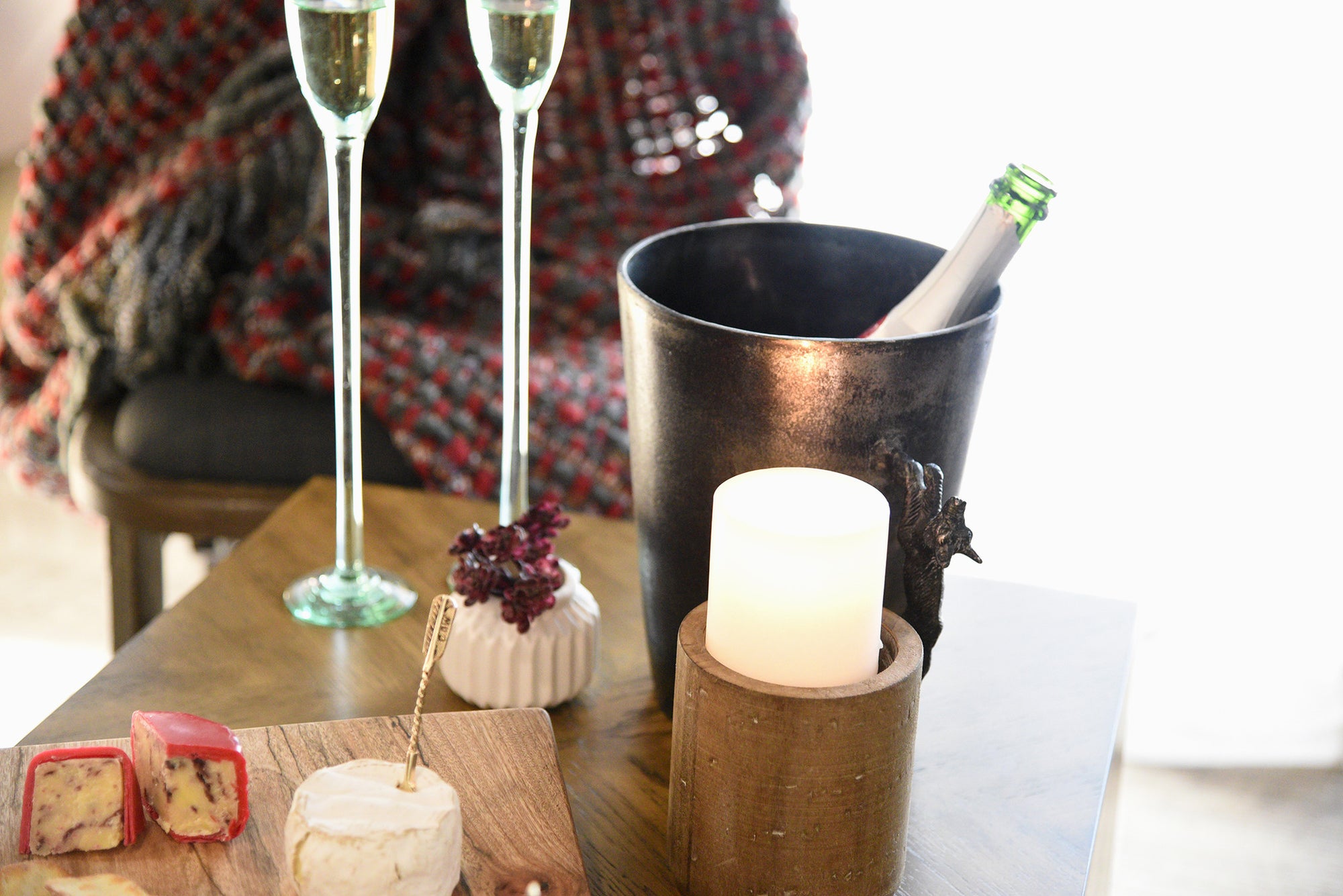 Rustic Wood And Metal Pillar Candle Holders - Set of 2