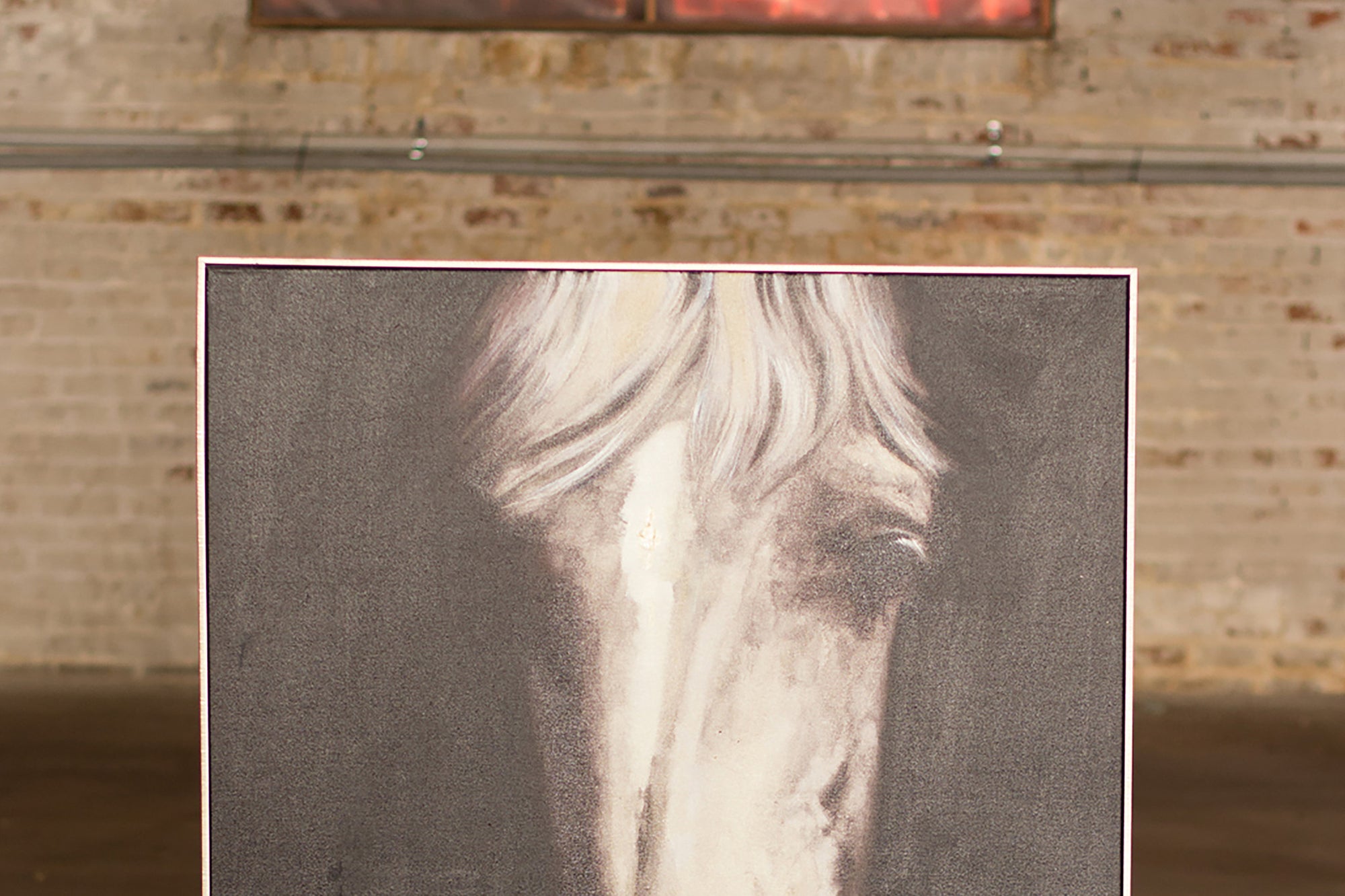 Black and White Horse Face Oil Painting With Silver Frame