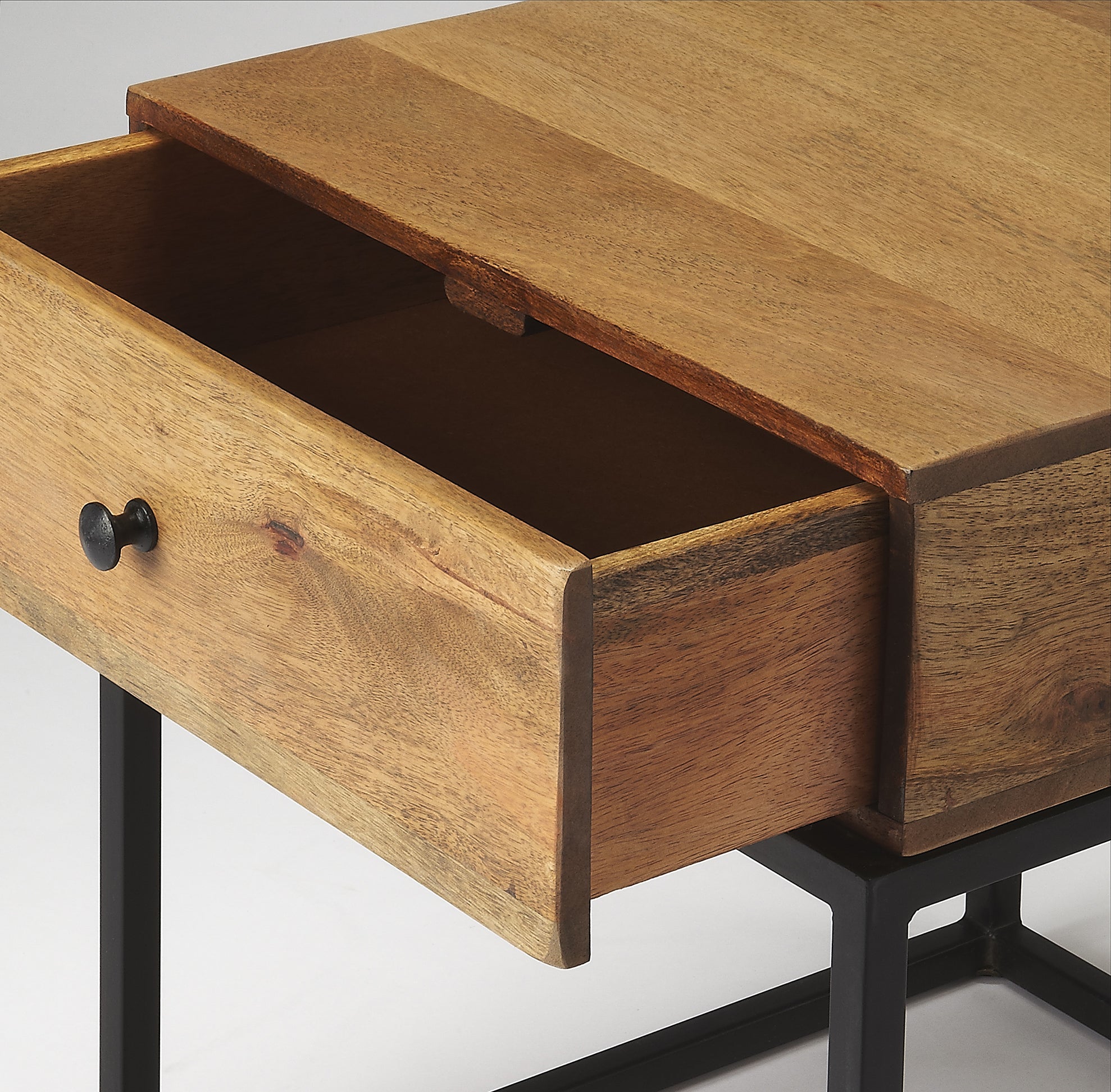 Industrial Modern Iron and Wood Nightstand End Table