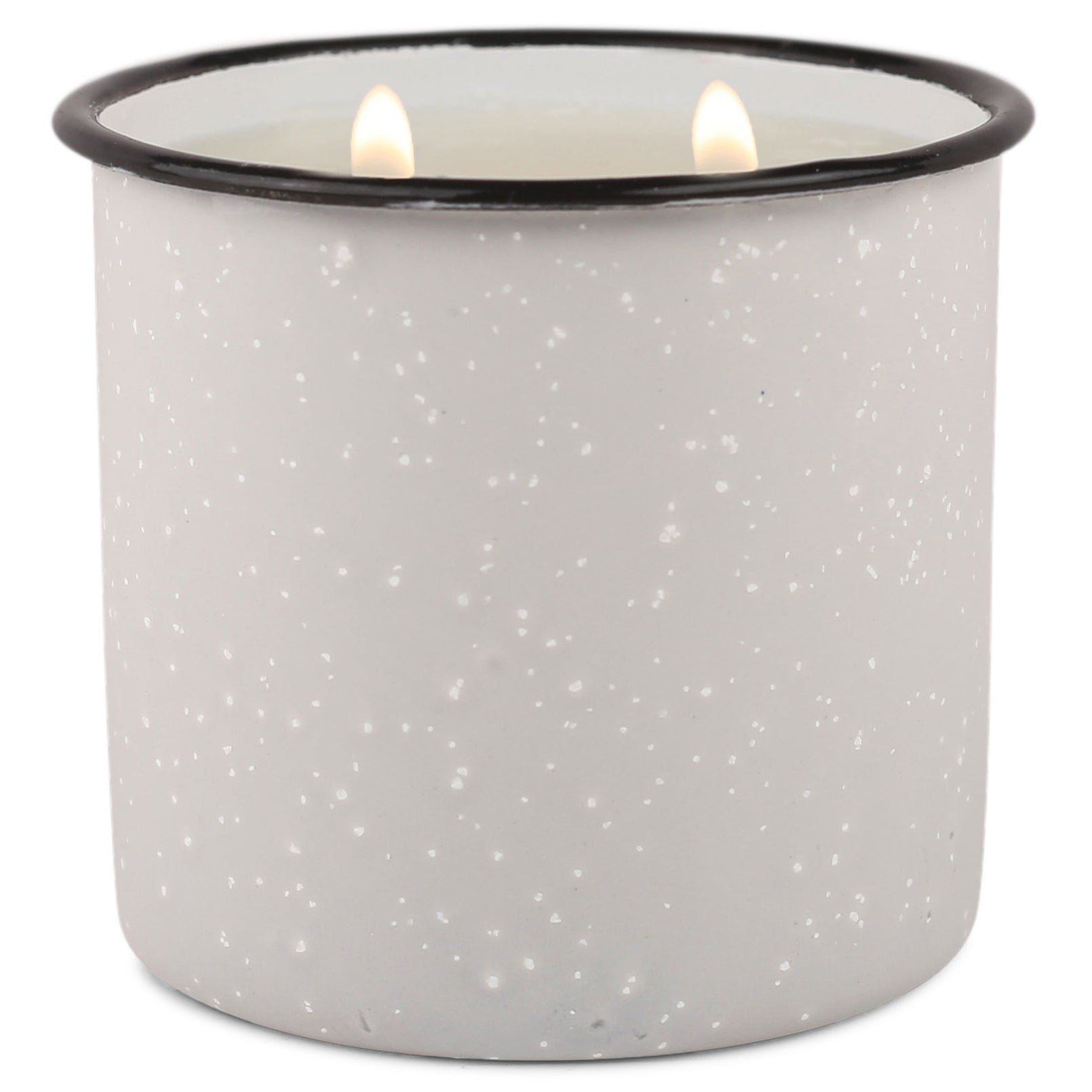 Light Gray Enamel Camping Mug Candle - Wildflowers & Birch - Woods Scented