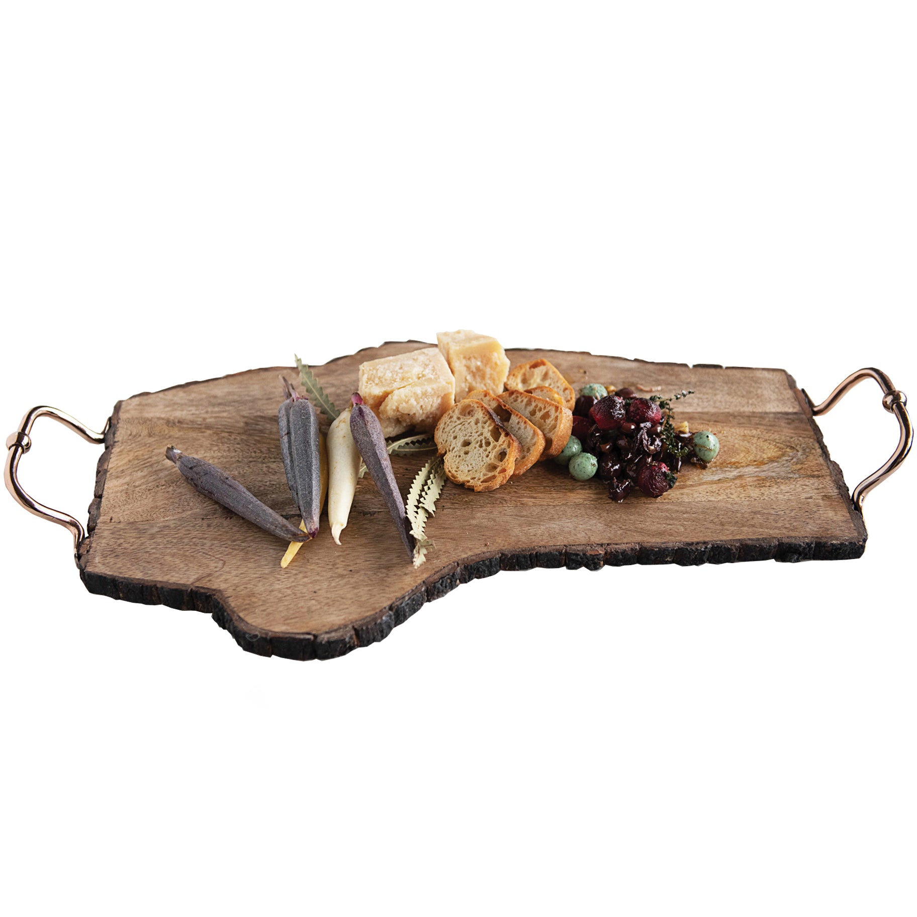 Rustic Wood Bark Edge Cheese and Charcuterie Serving Board