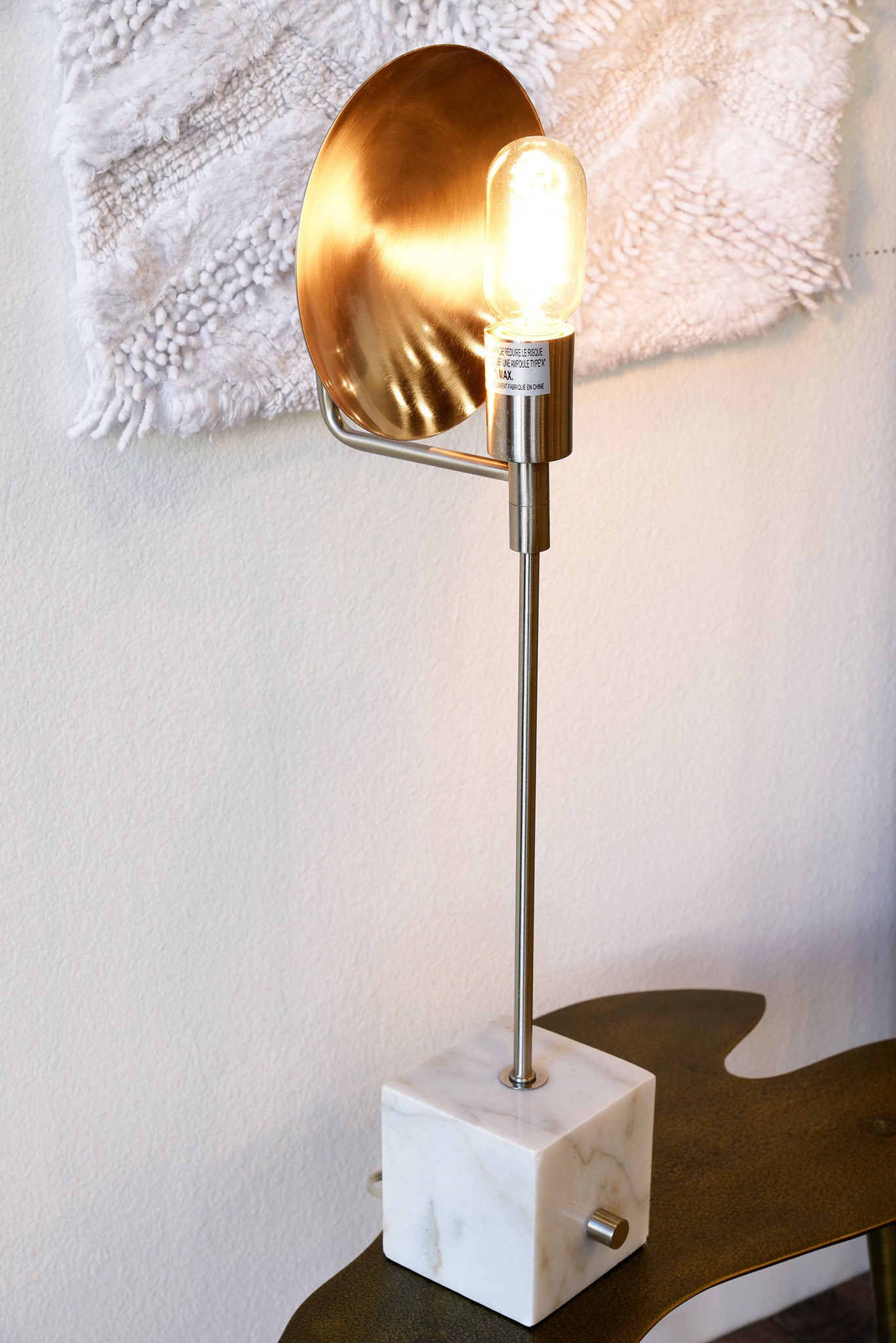 Marble and Nickel Edison Reflector Table Lamp