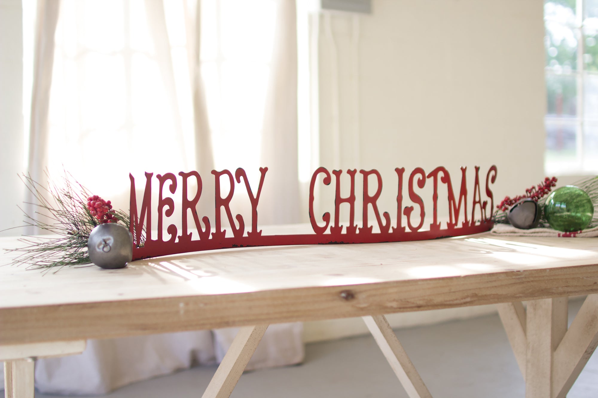 Red Merry Christmas Signs - Set of 2