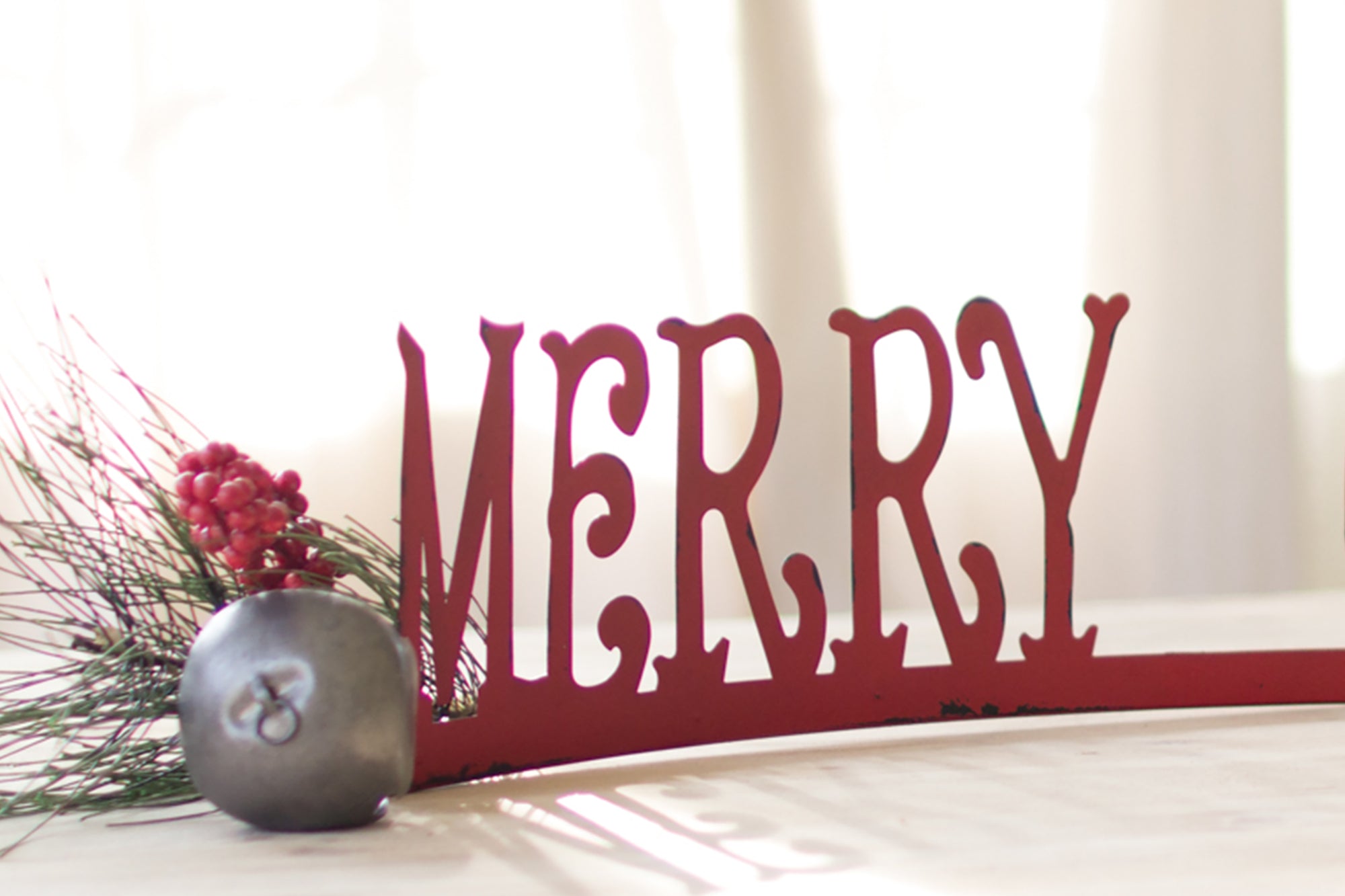 Red Merry Christmas Signs - Set of 2