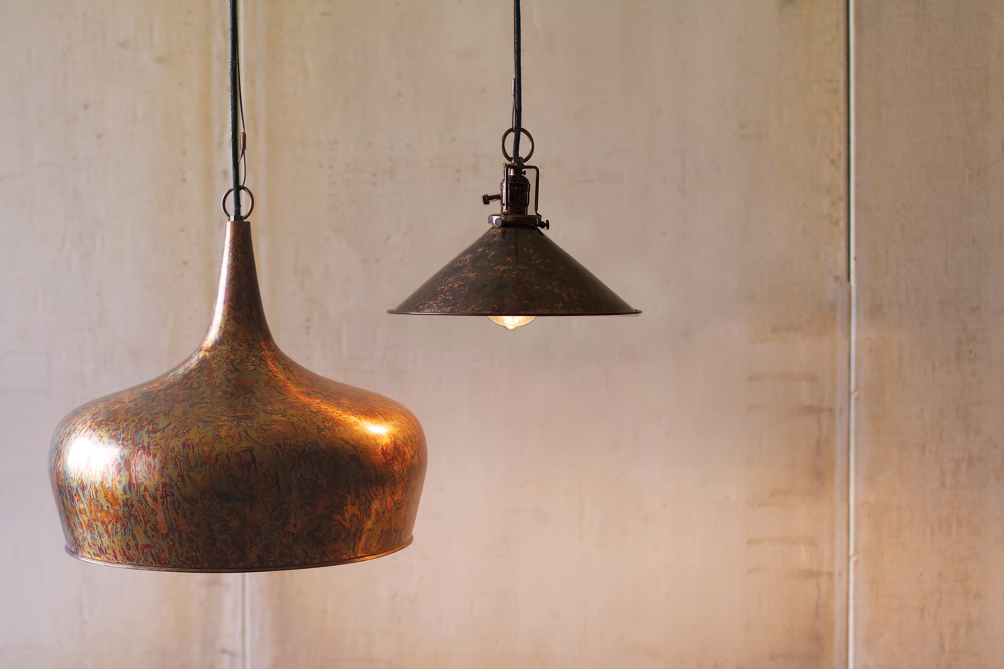 Antique Copper Color Metal Tear Drop Dome Pendant Lamp