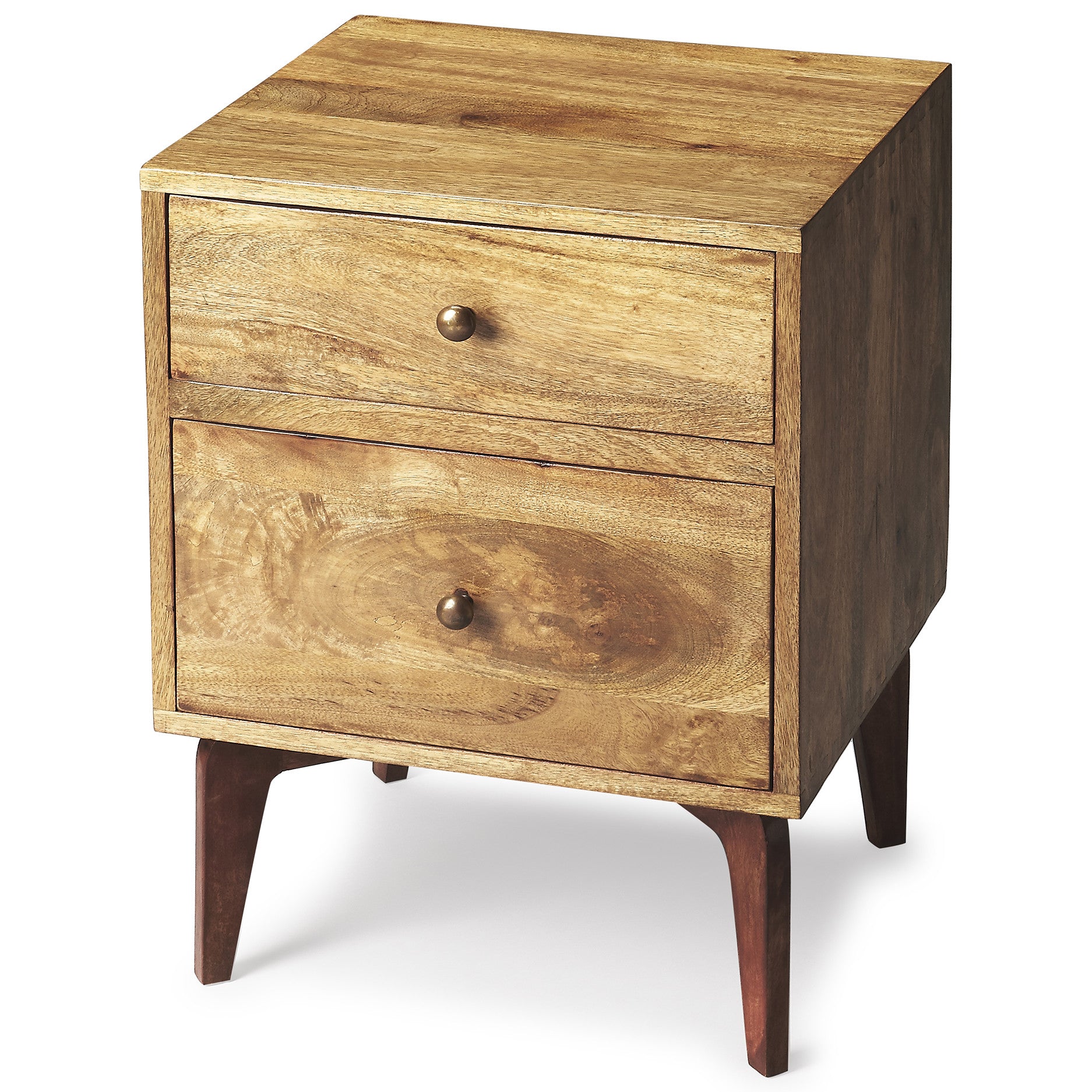 Mid Century Modern Two Drawer Nightstand End Table