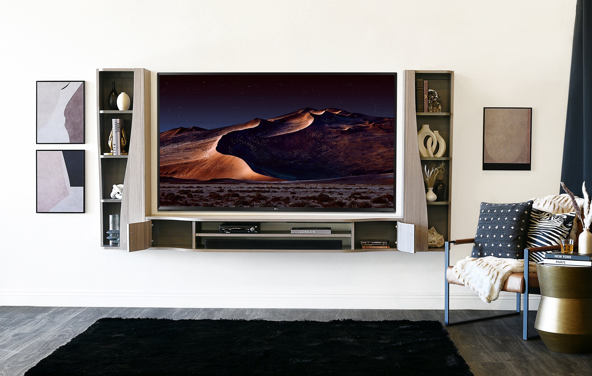 Woodwaves - Floating Wall Mount Entertainment Center Consol