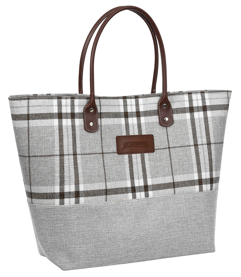 Woodwaves Gray Plaid Tote